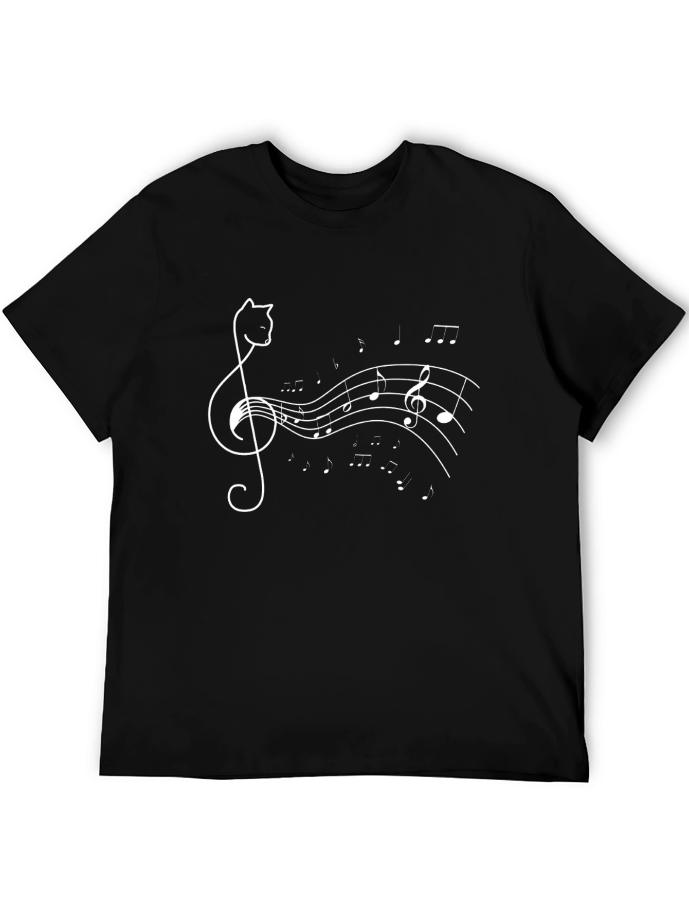 Black Cat Music Note T-Shirt - Unique Treble Clef Design view 5
