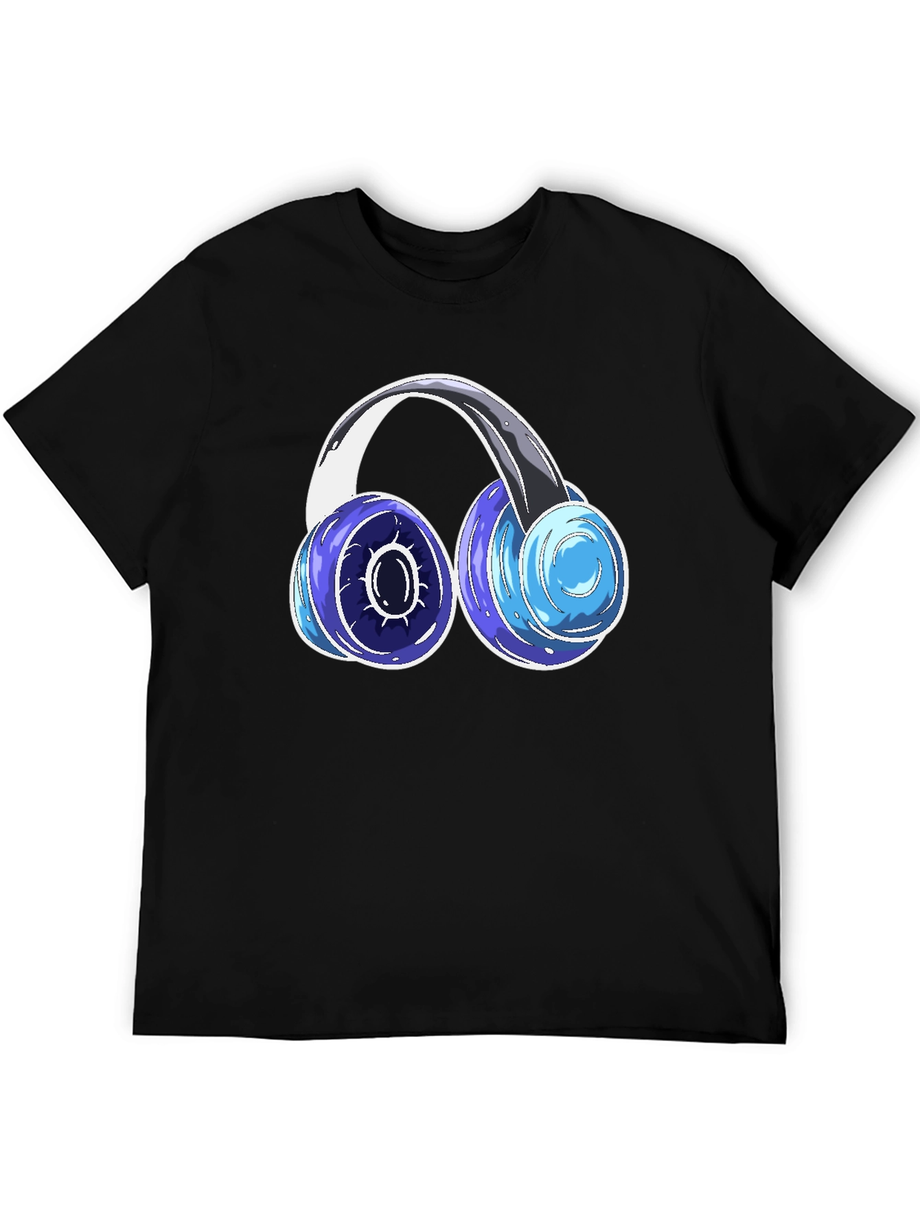 Black Cool Headphones Graphic Tee - Black Cotton Blend view 5