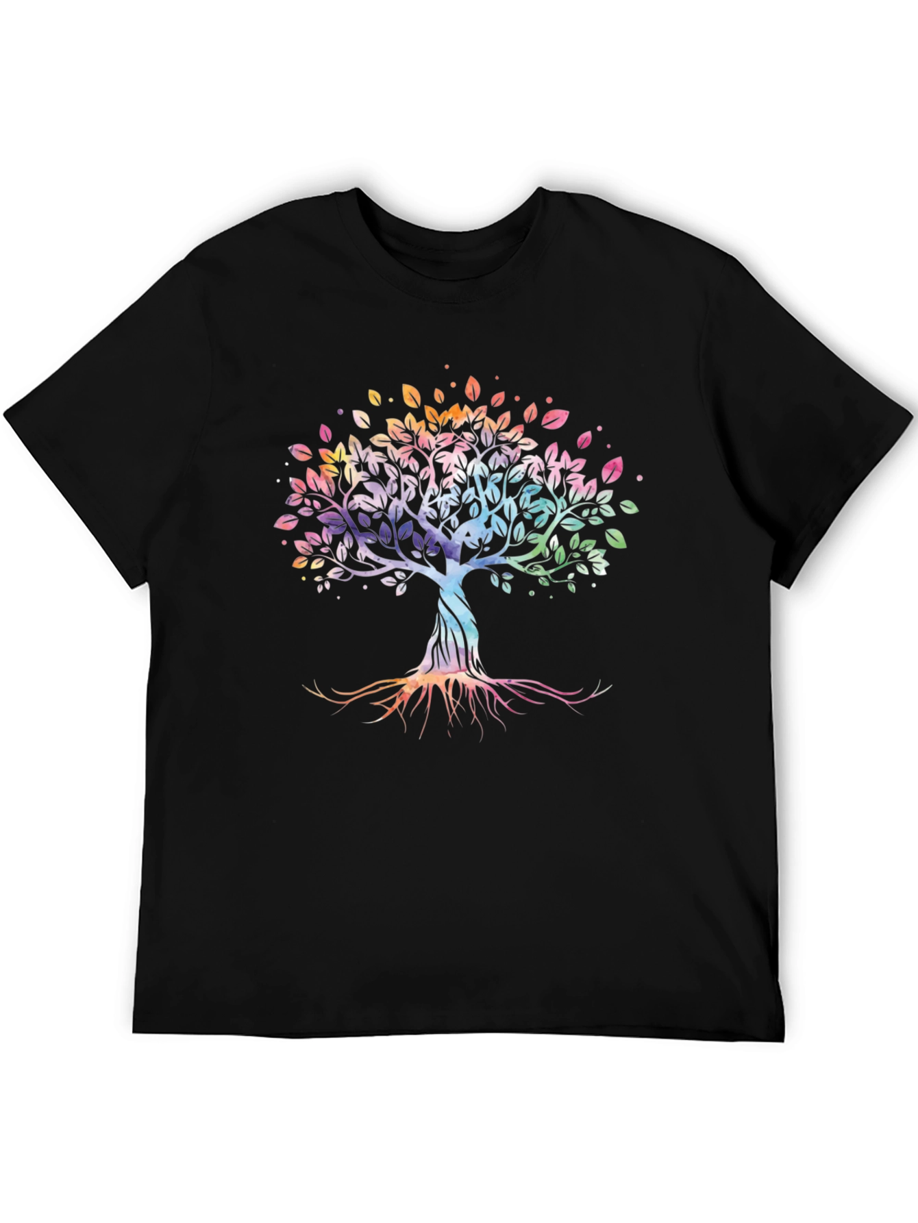 Black Watercolor Tree of Life Black T-Shirt view 5