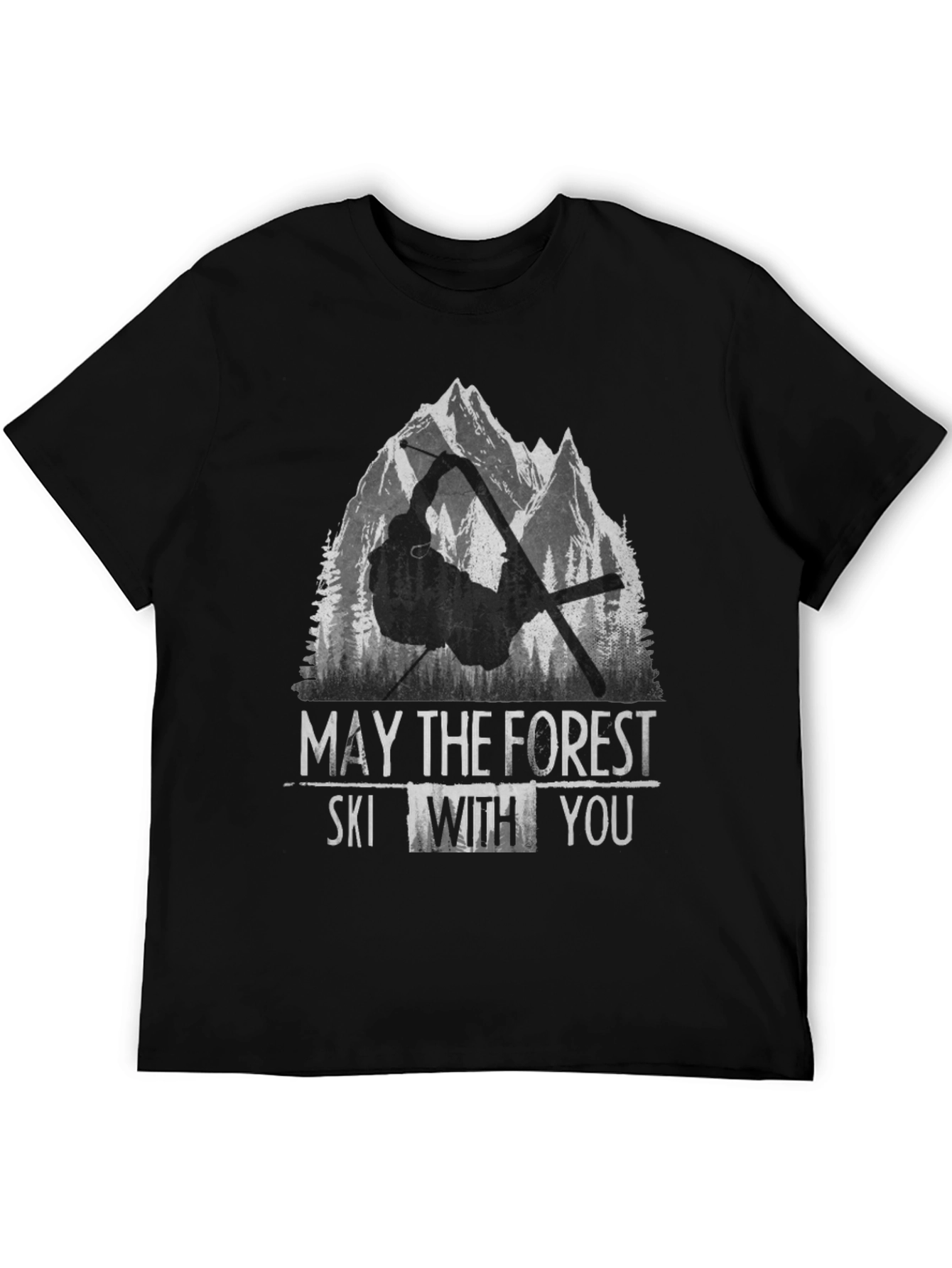 Black May the Forest Ski With You Black Graphic Tee view 5