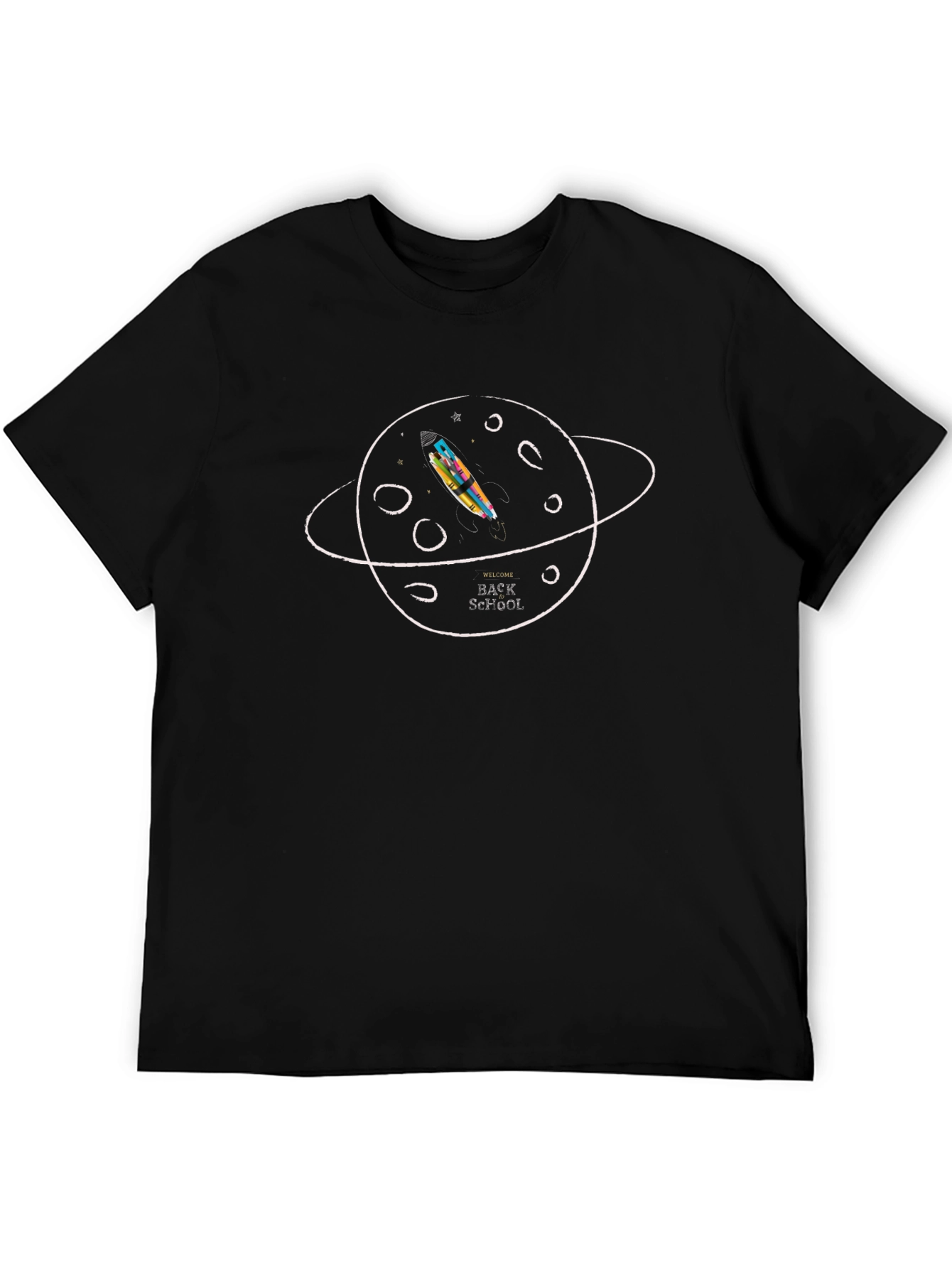 Black Planet Rocket Back to School Black T-Shirt view 5
