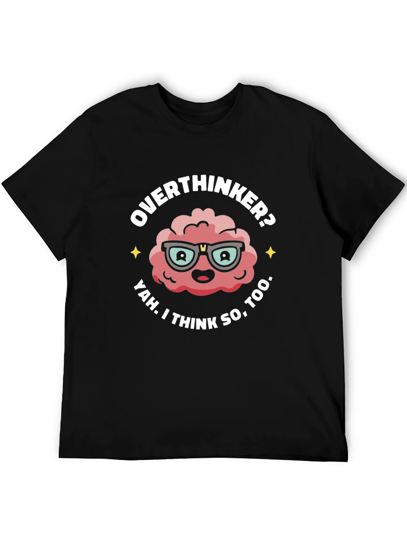Black Overthinker Graphic T-Shirt - Funny Brain Tee view 5