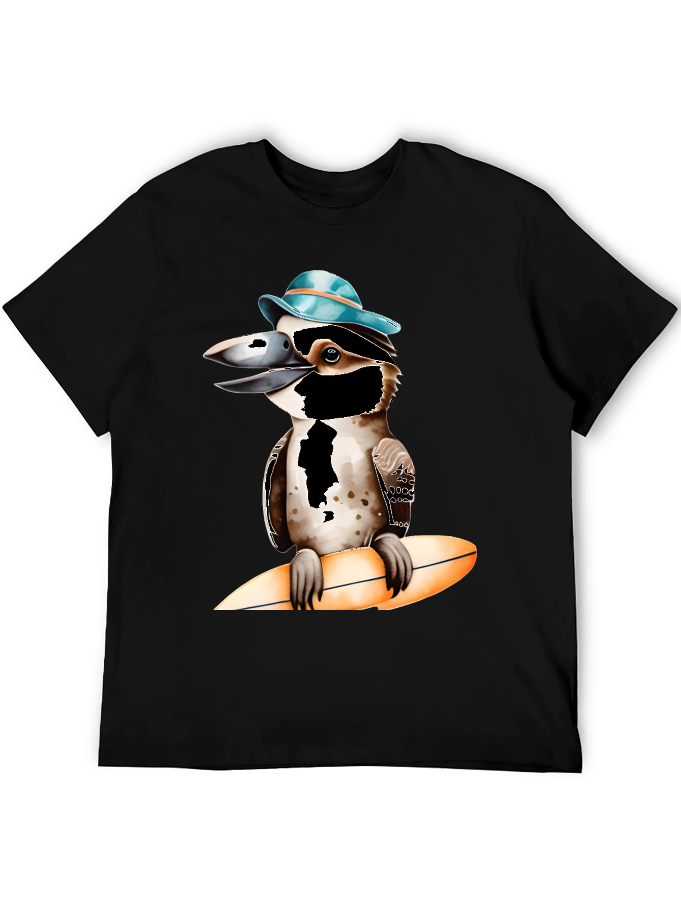 Black Kookaburra Surfer T-Shirt - Cool Bird Design view 5
