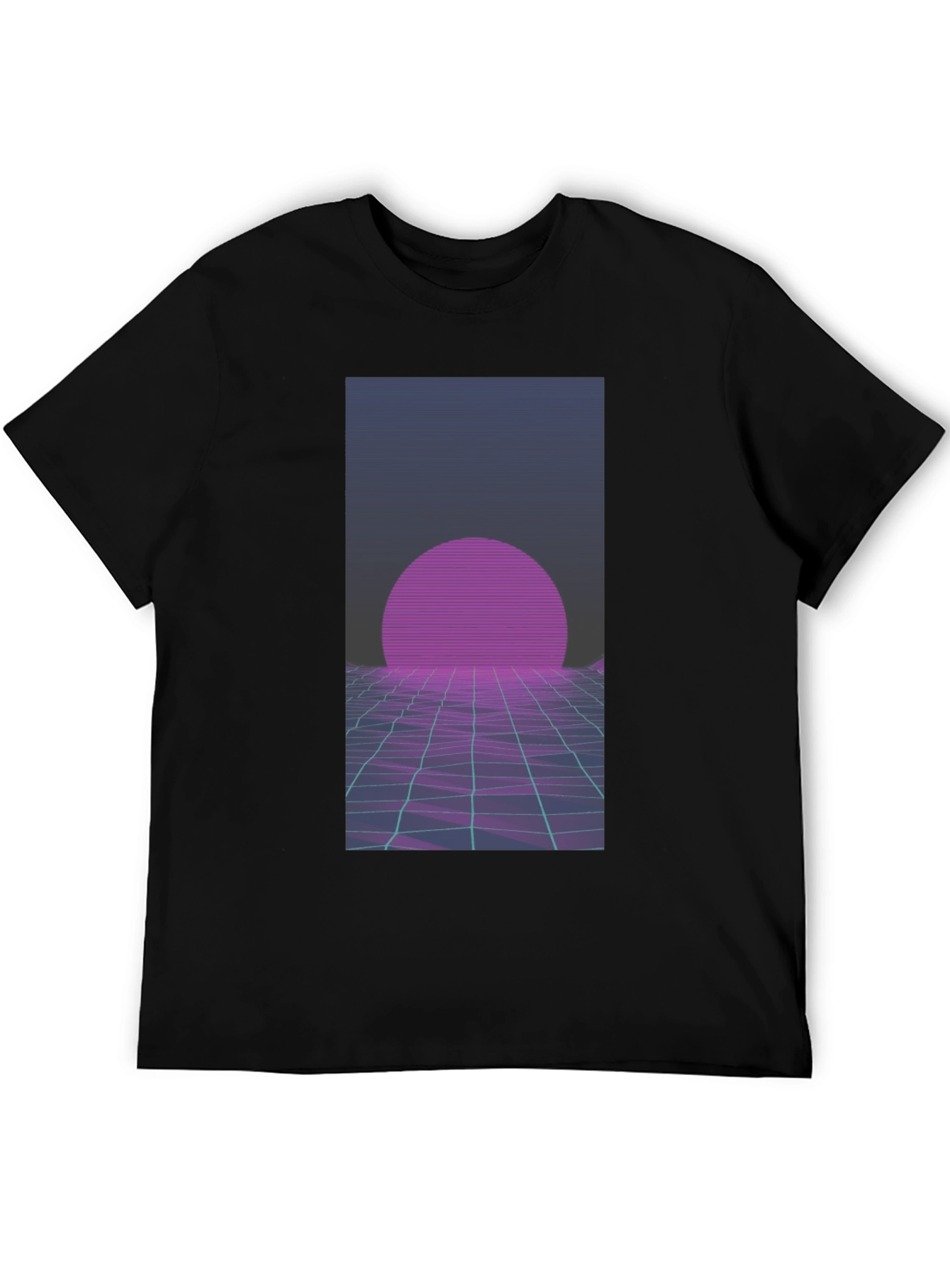 Black Retro Wave T-Shirt: 80s Style Sunset Graphic Tee view 5