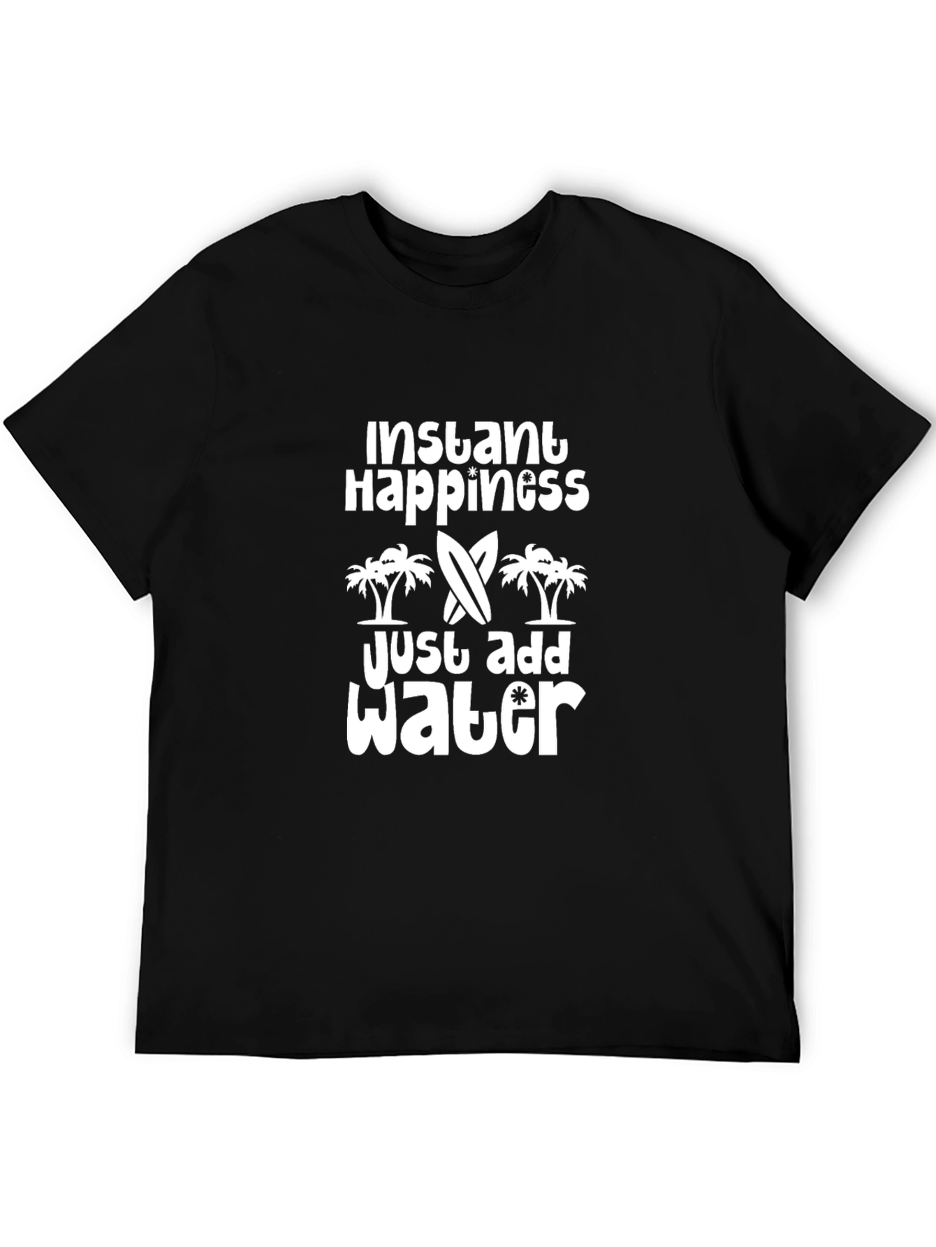 Black Instant Happiness Just Add Water Graphic Tee - Black view 5