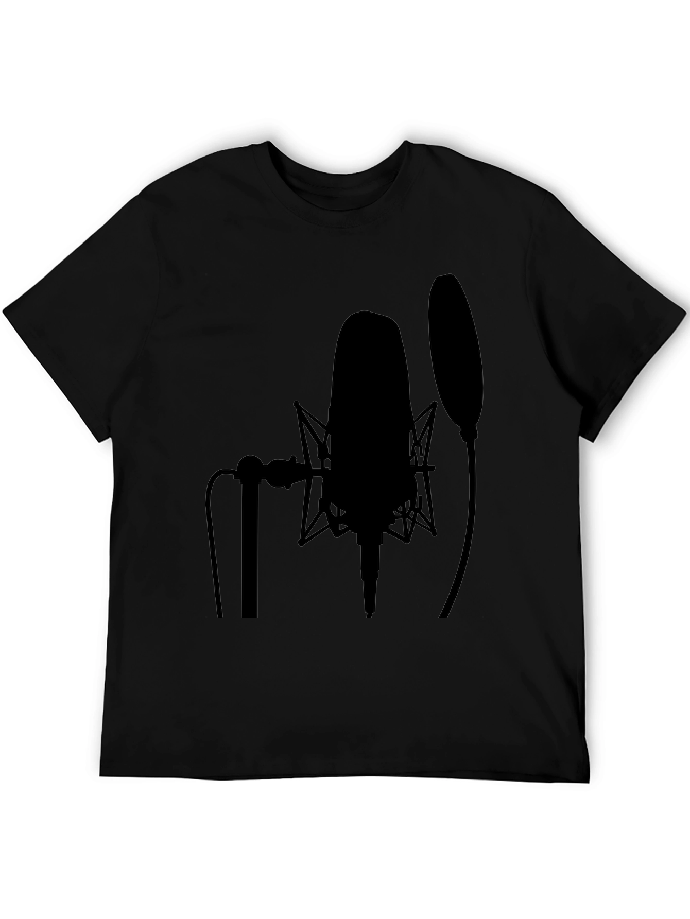 Black Studio Microphone Black T-Shirt - Musician Recording Apparel view 5