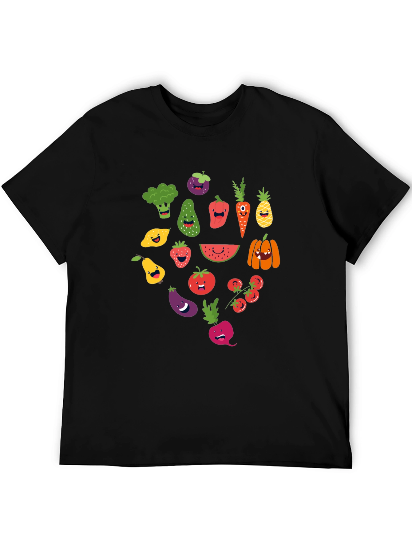 Black Whimsical Veggie T-Shirt - Fun Foodie Fashion view 5