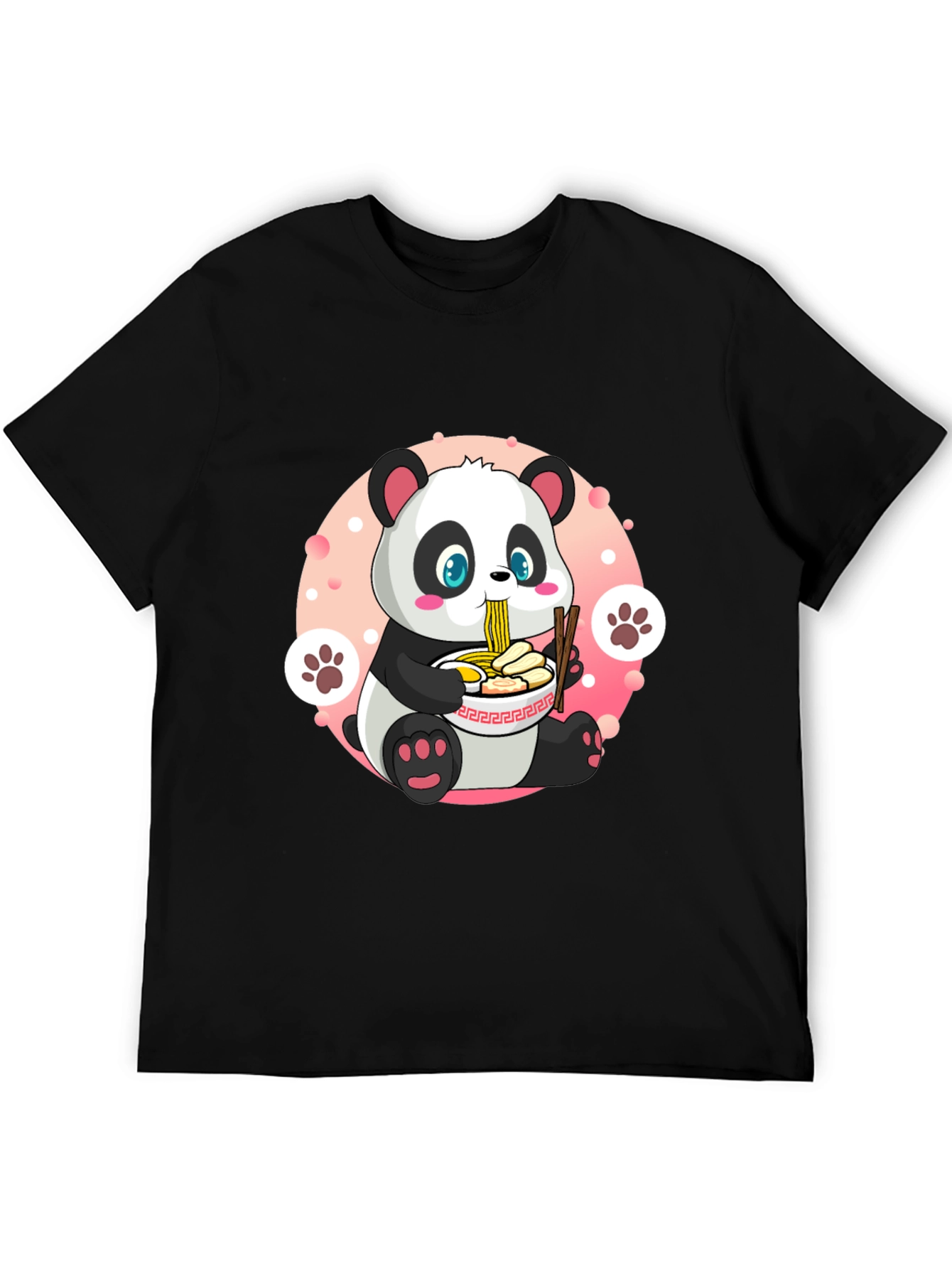 Black Cute Panda Ramen T-Shirt - Fun Anime Style view 5