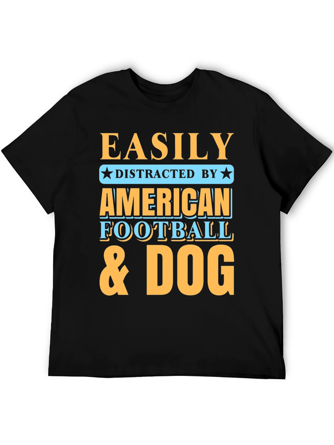 Black Easily Distracted T-Shirt - Football & Dog view 5