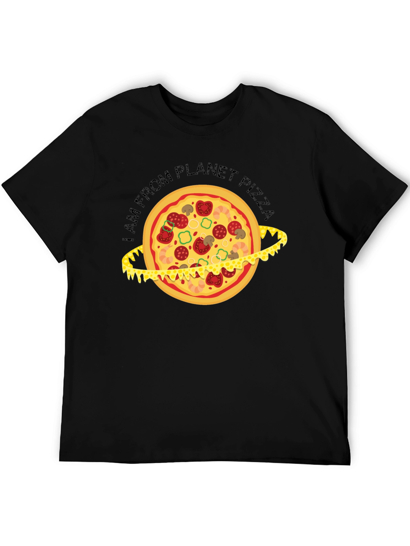 Black Planet Pizza T-Shirt - Black Graphic Tee view 5