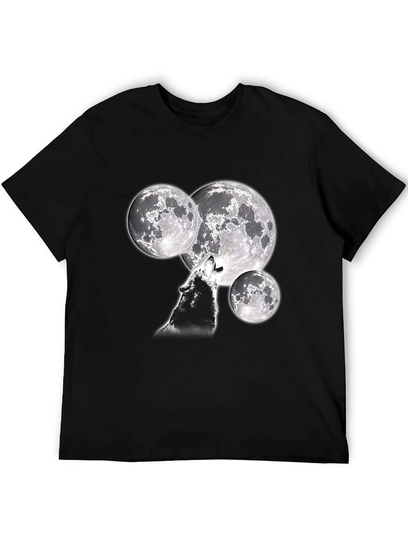 Black Wolf Howling at Moon T-Shirt view 5
