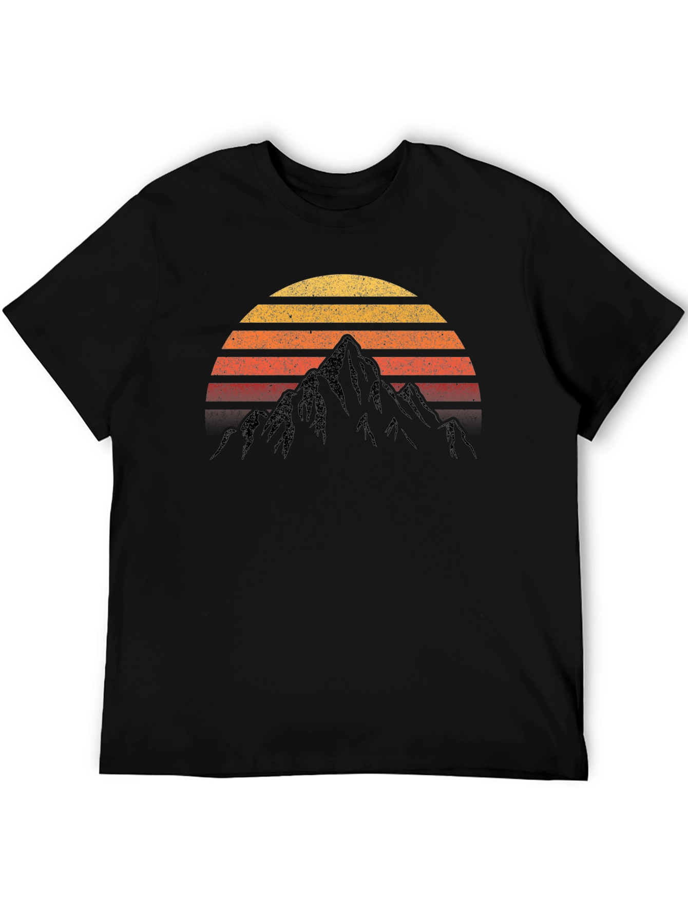 Black Retro Mountain Sunset T-Shirt view 5
