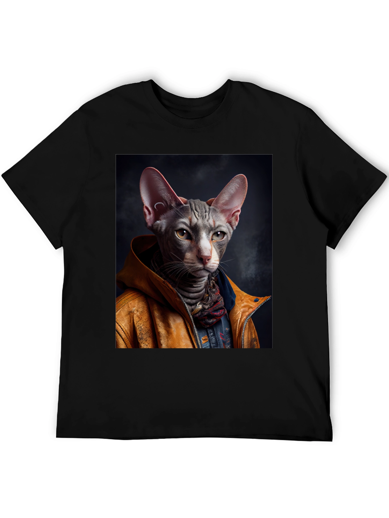 Black Cool Cat T-Shirt - Unique Graphic Tee view 5