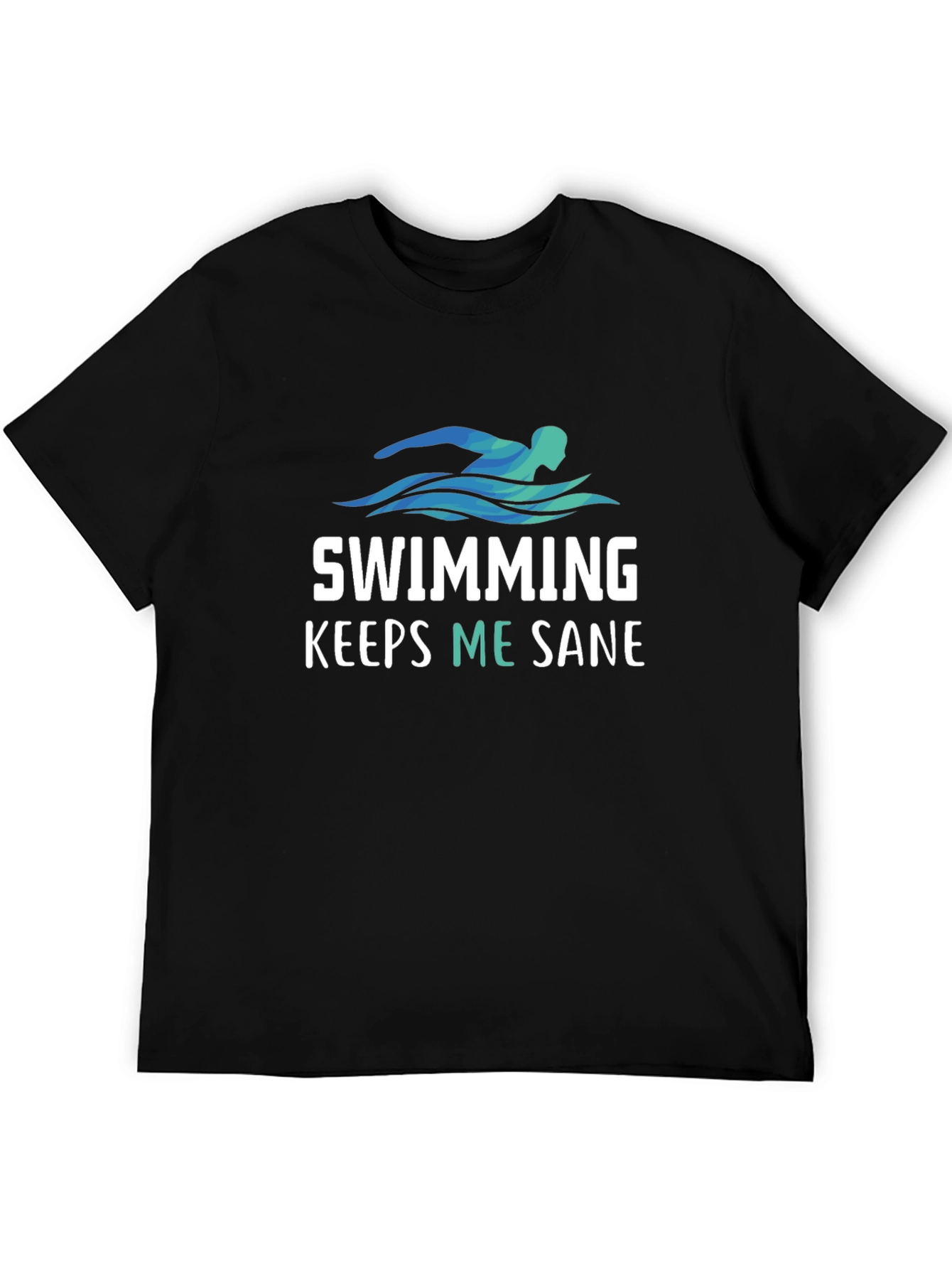 Black Swimming Keeps Me Sane T-Shirt view 5