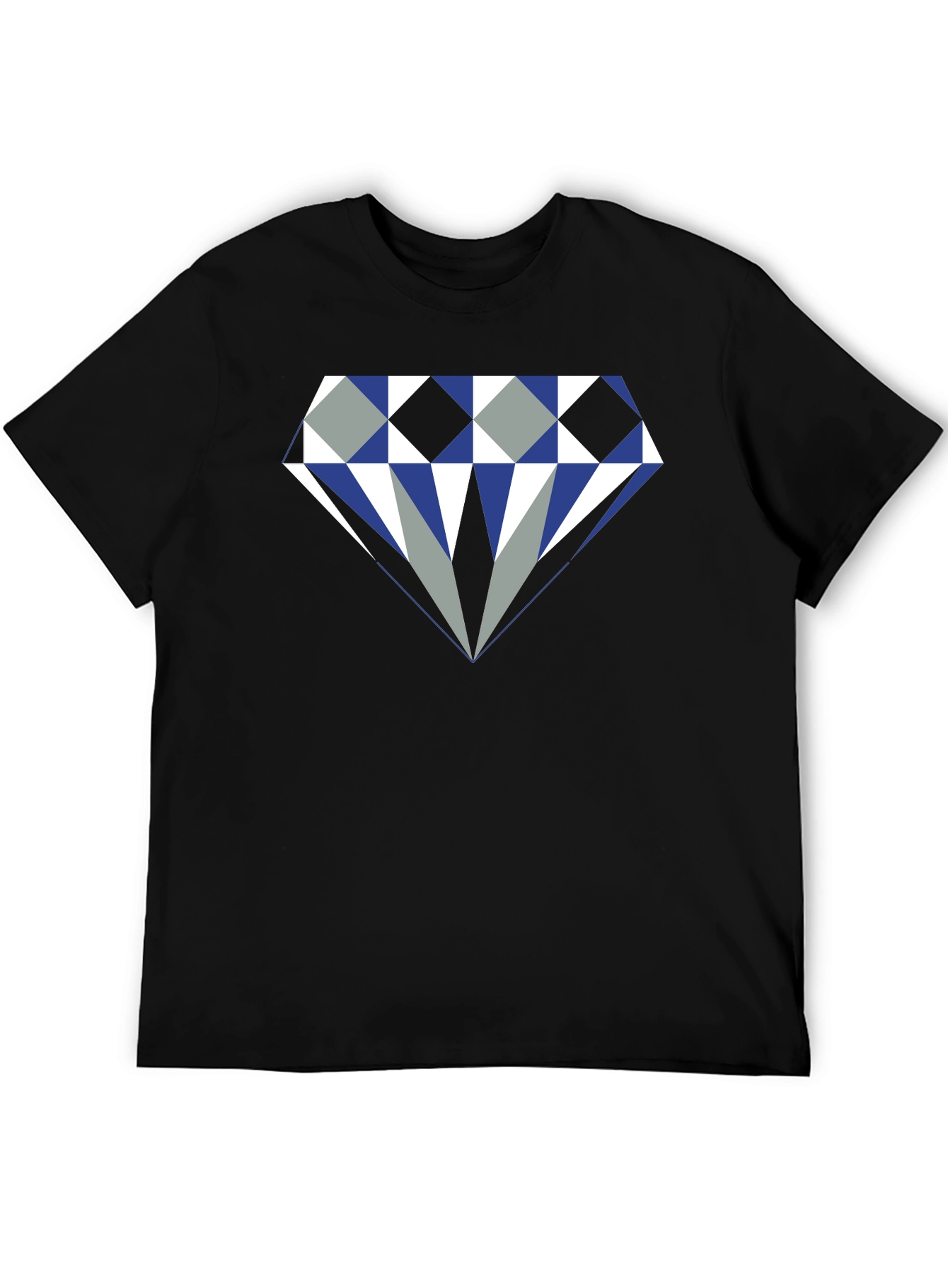 Black Geometric Diamond Graphic Print Men's Tee view 5
