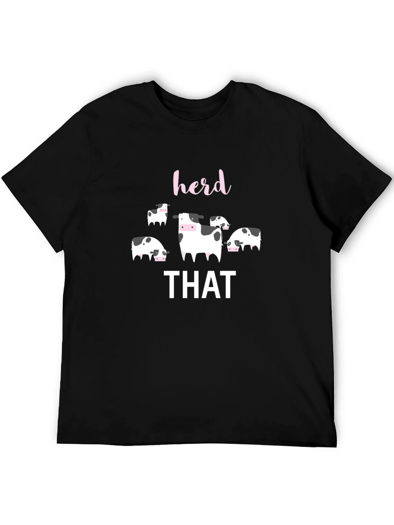 Black Herd That T-Shirt - Black Cotton Tee with Cow Graphic view 5