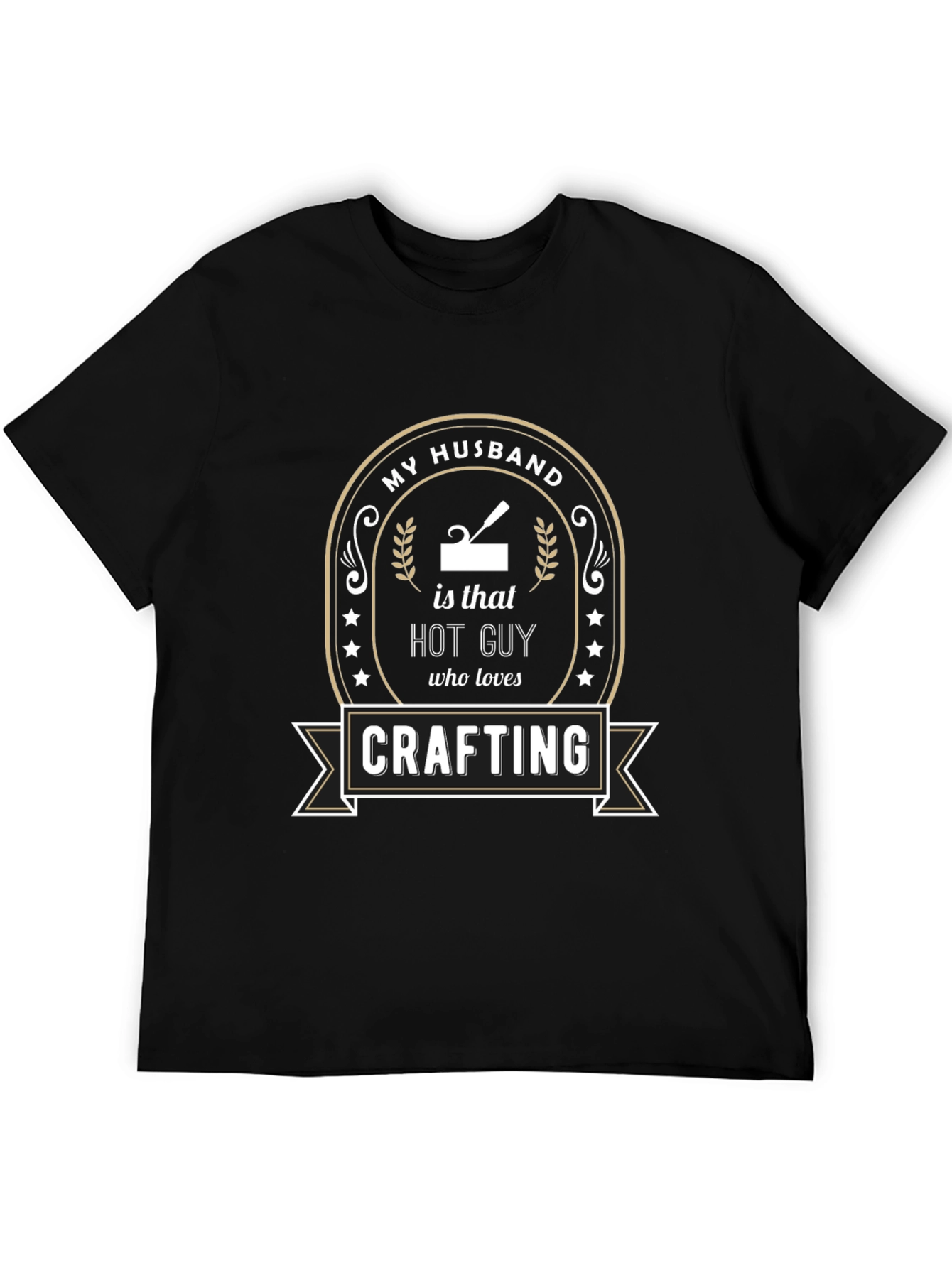 Black My Husband is a Hot Guy Crafting T-Shirt view 5