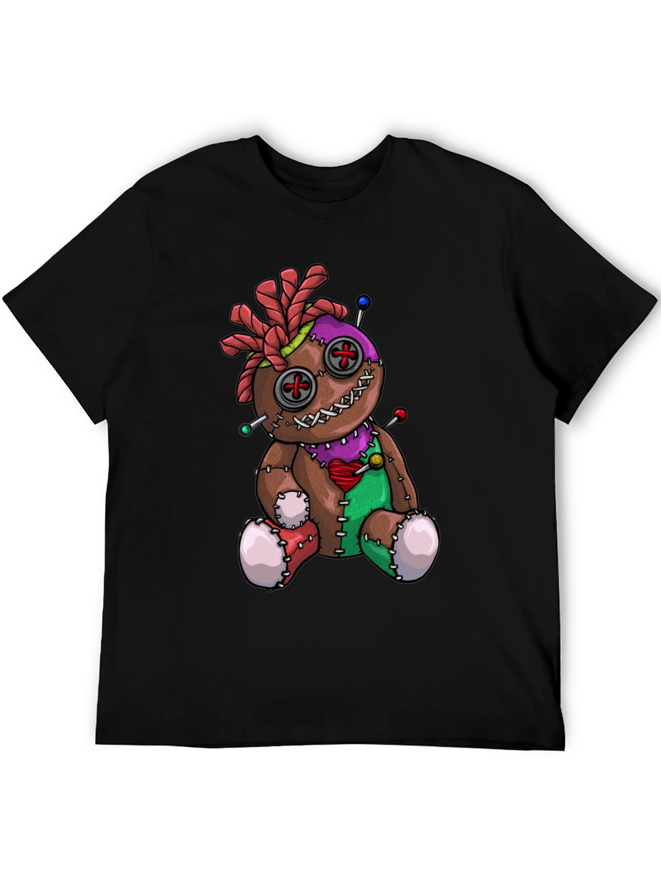 Black Voodoo Doll Graphic T-Shirt - Unique Spooky Design view 5