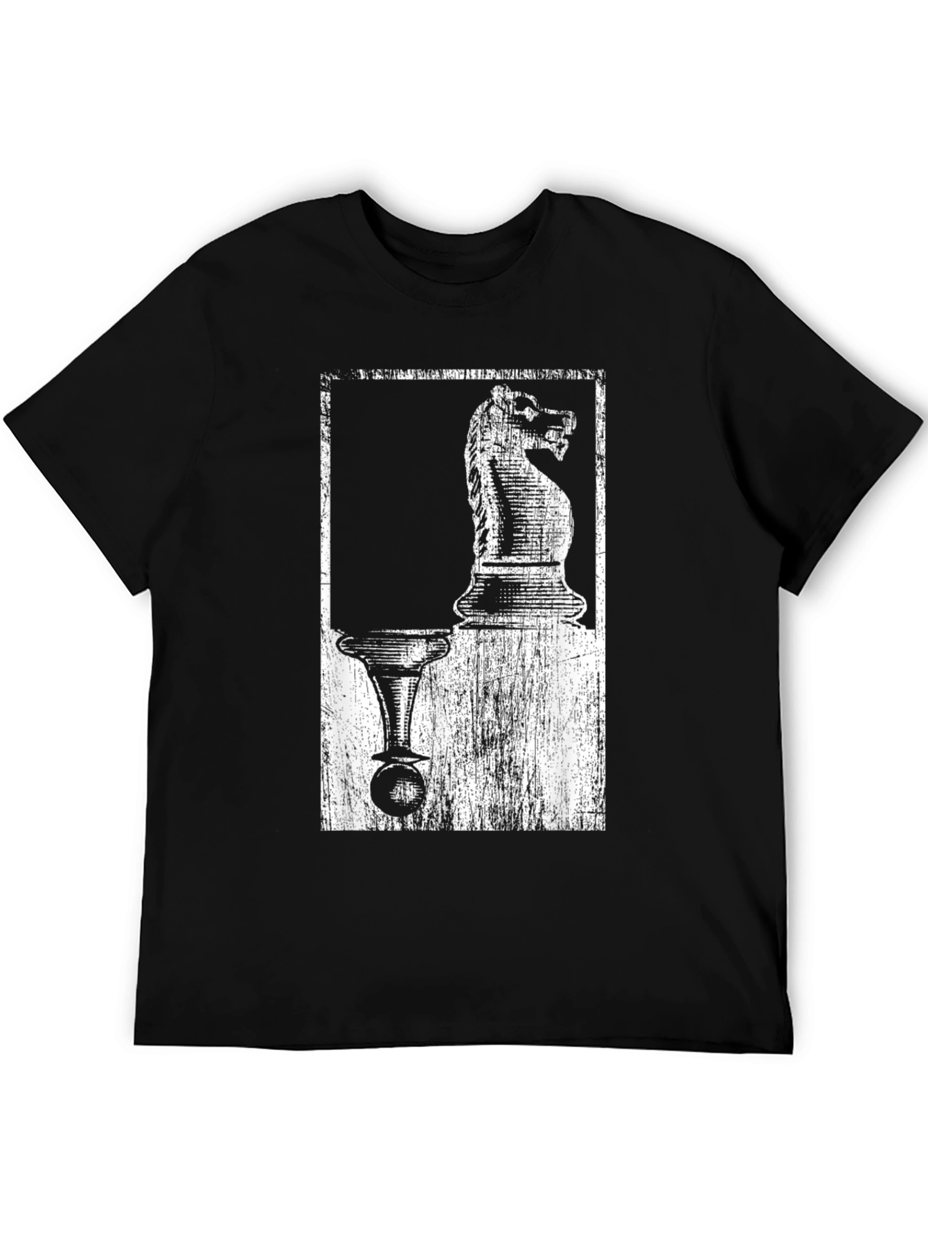 Black Chess Knight & Pawn Graphic Tee - Black Cotton Blend view 5