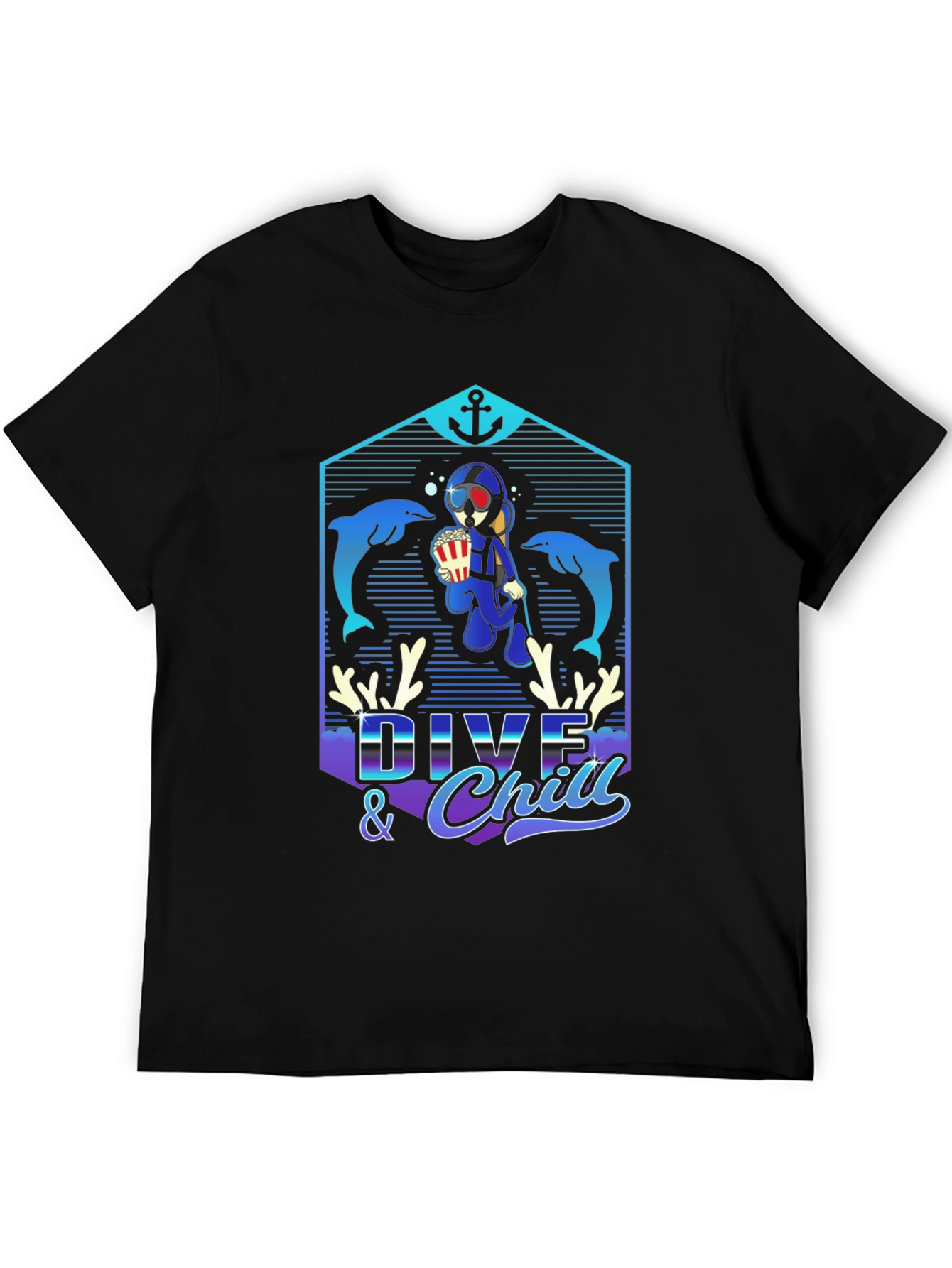 Black Dive & Chill Graphic T-Shirt view 5