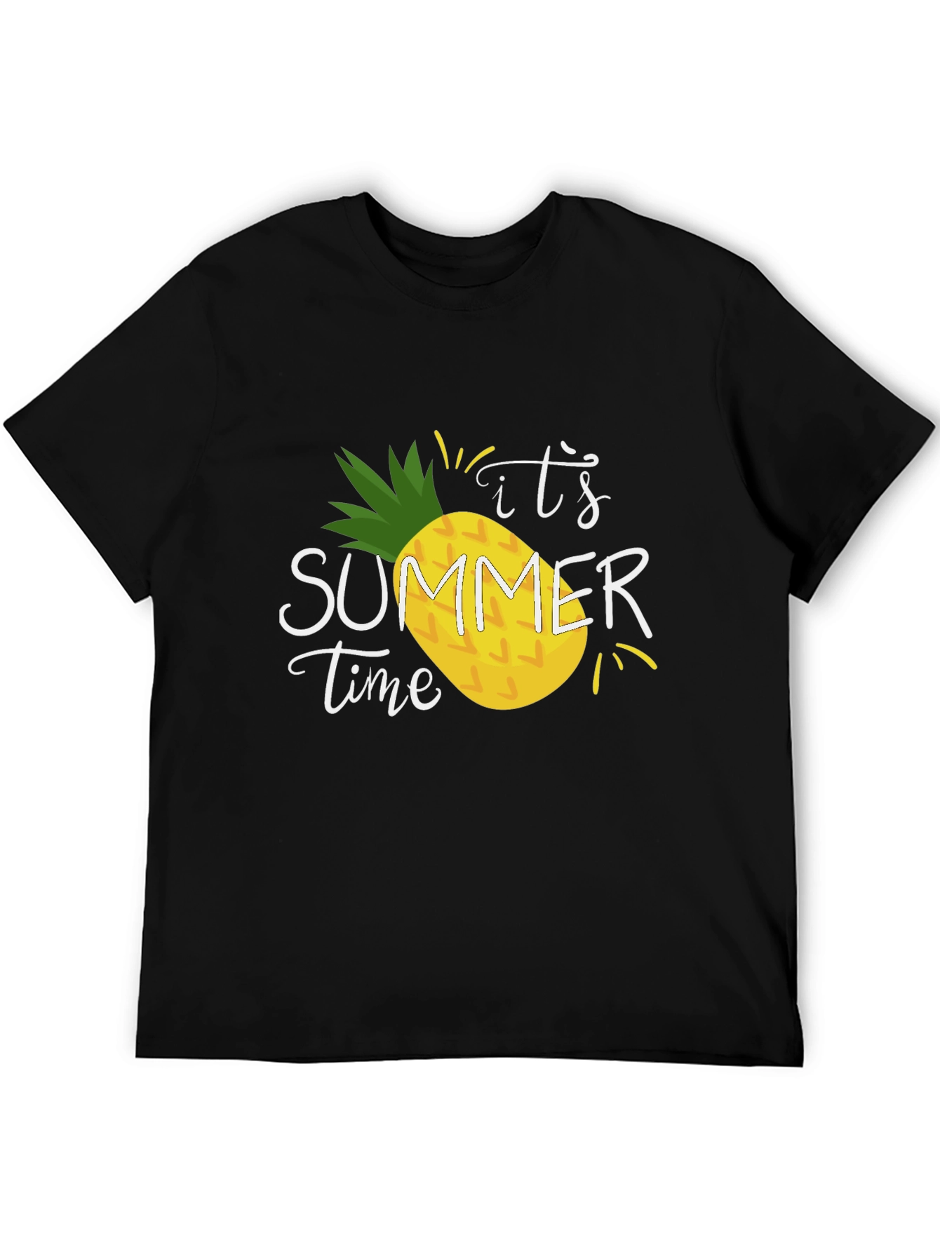 Black It's Summer Time Pineapple T-Shirt view 5