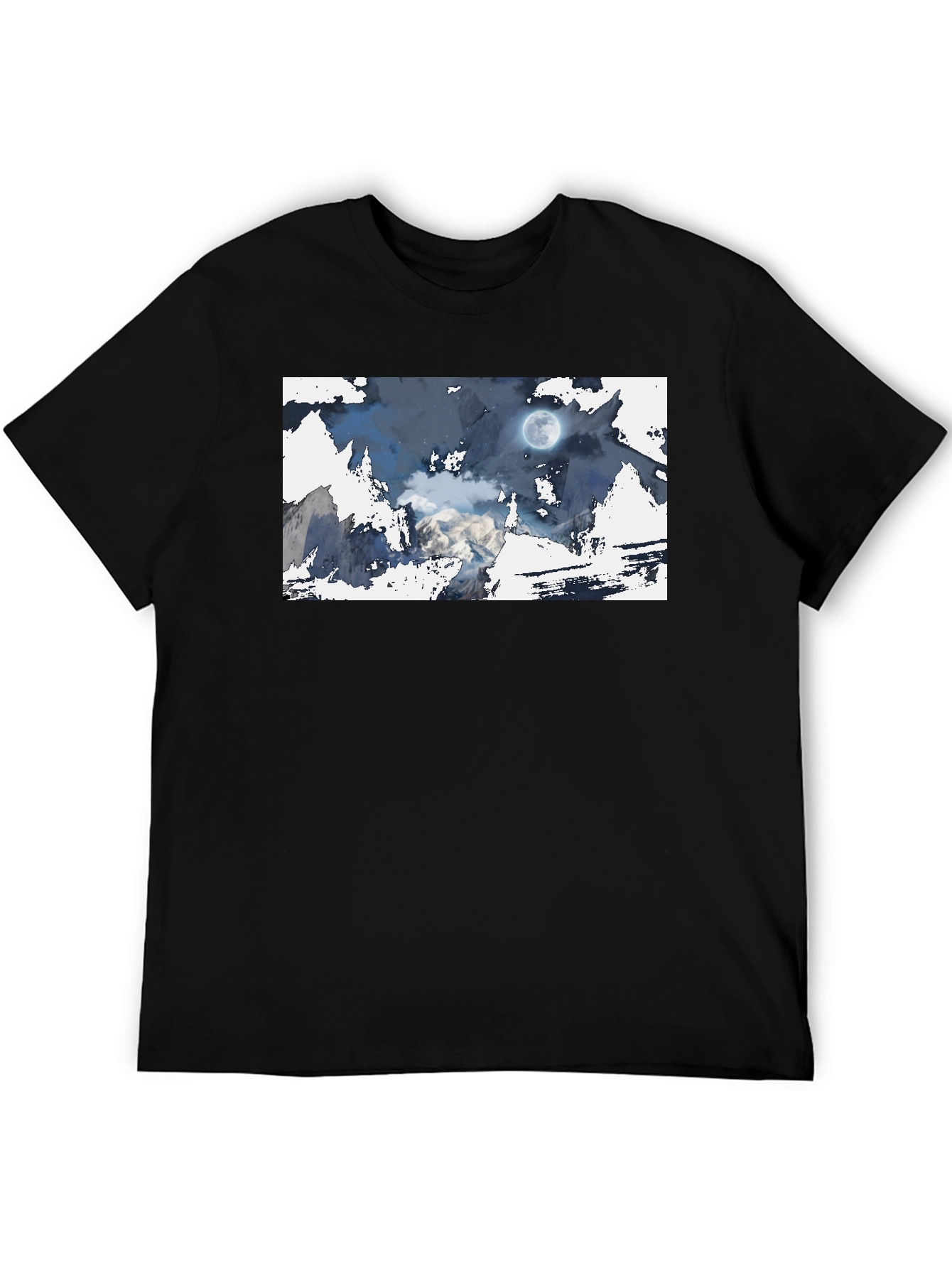 Black Moonlit Mountain Tee - Stylish Graphic Print view 5