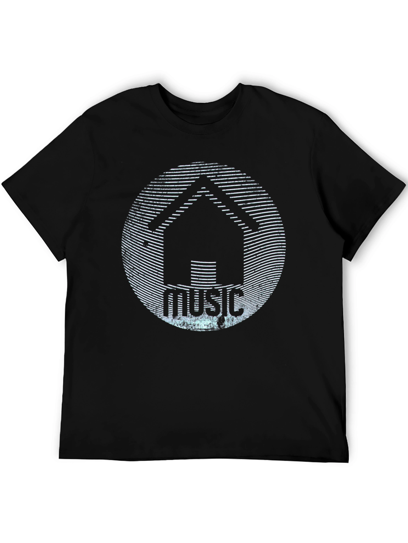Black House Music Graphic T-Shirt - Black Crew Neck Tee view 5