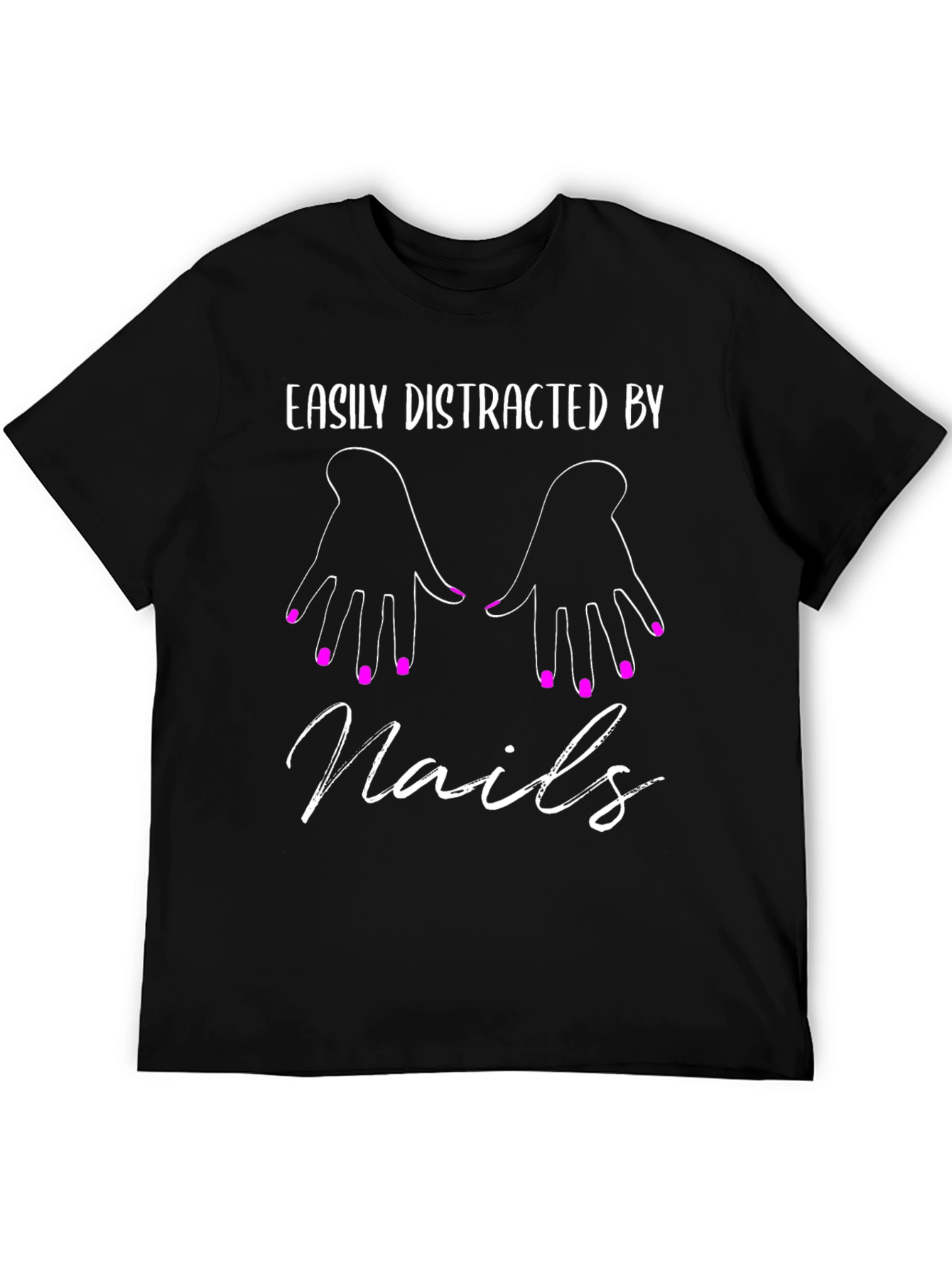 Black Easily Distracted by Nails T-Shirt view 5
