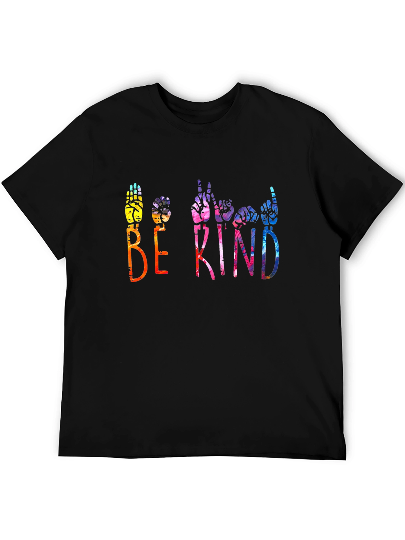 Black Be Kind Sign Language Graphic T-Shirt view 5