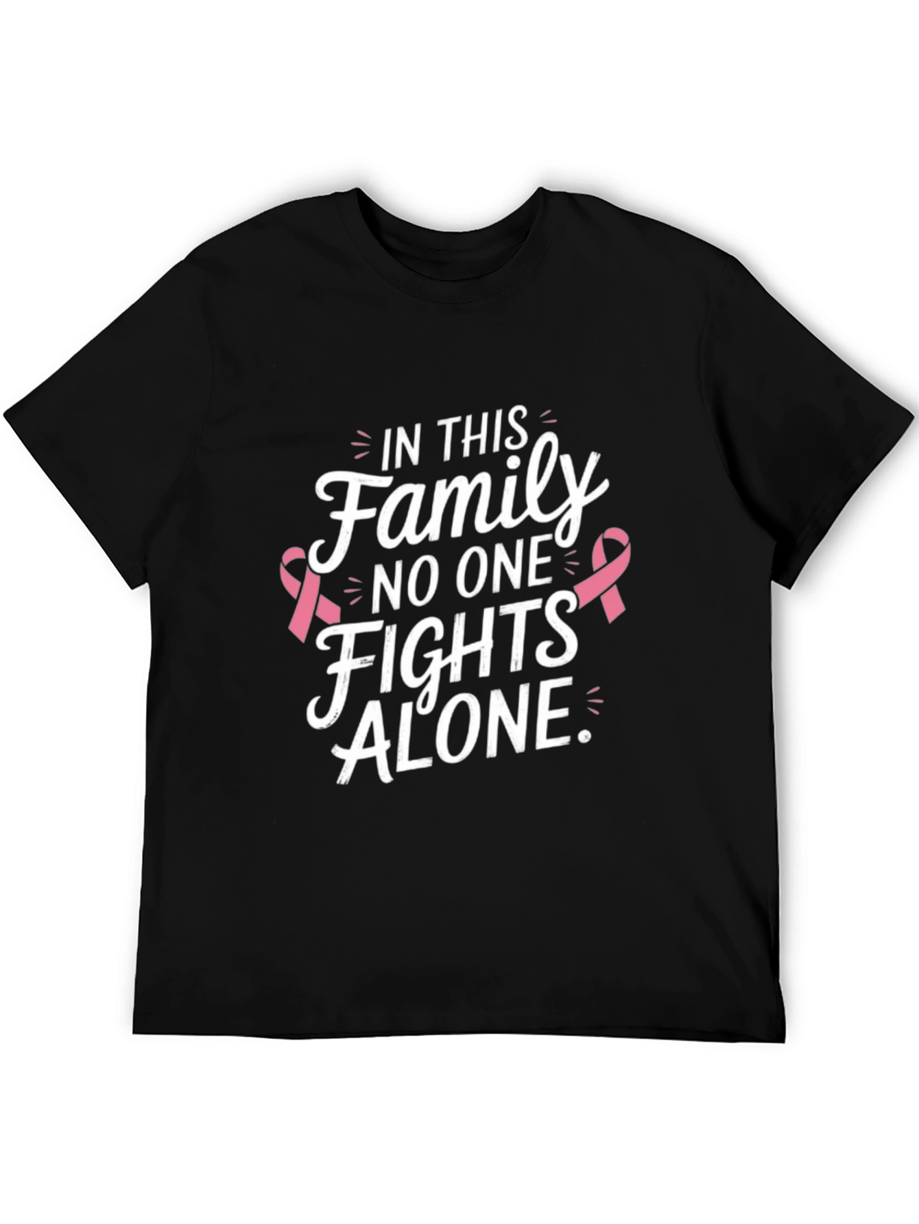 Black Family Fights Alone Breast Cancer Awareness T-Shirt view 5