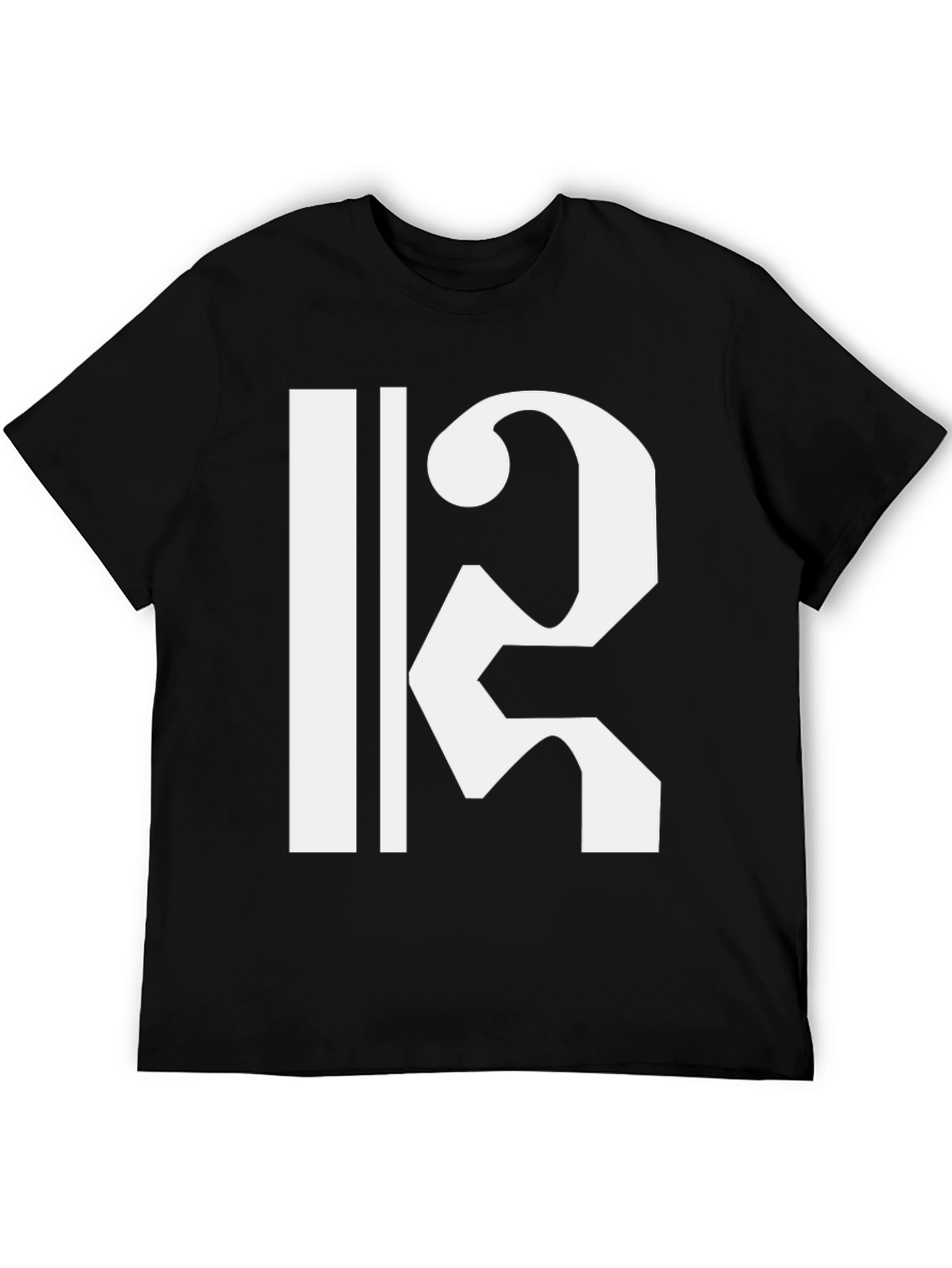 Black Bold Black T-Shirt with White Musical Clef Design view 5