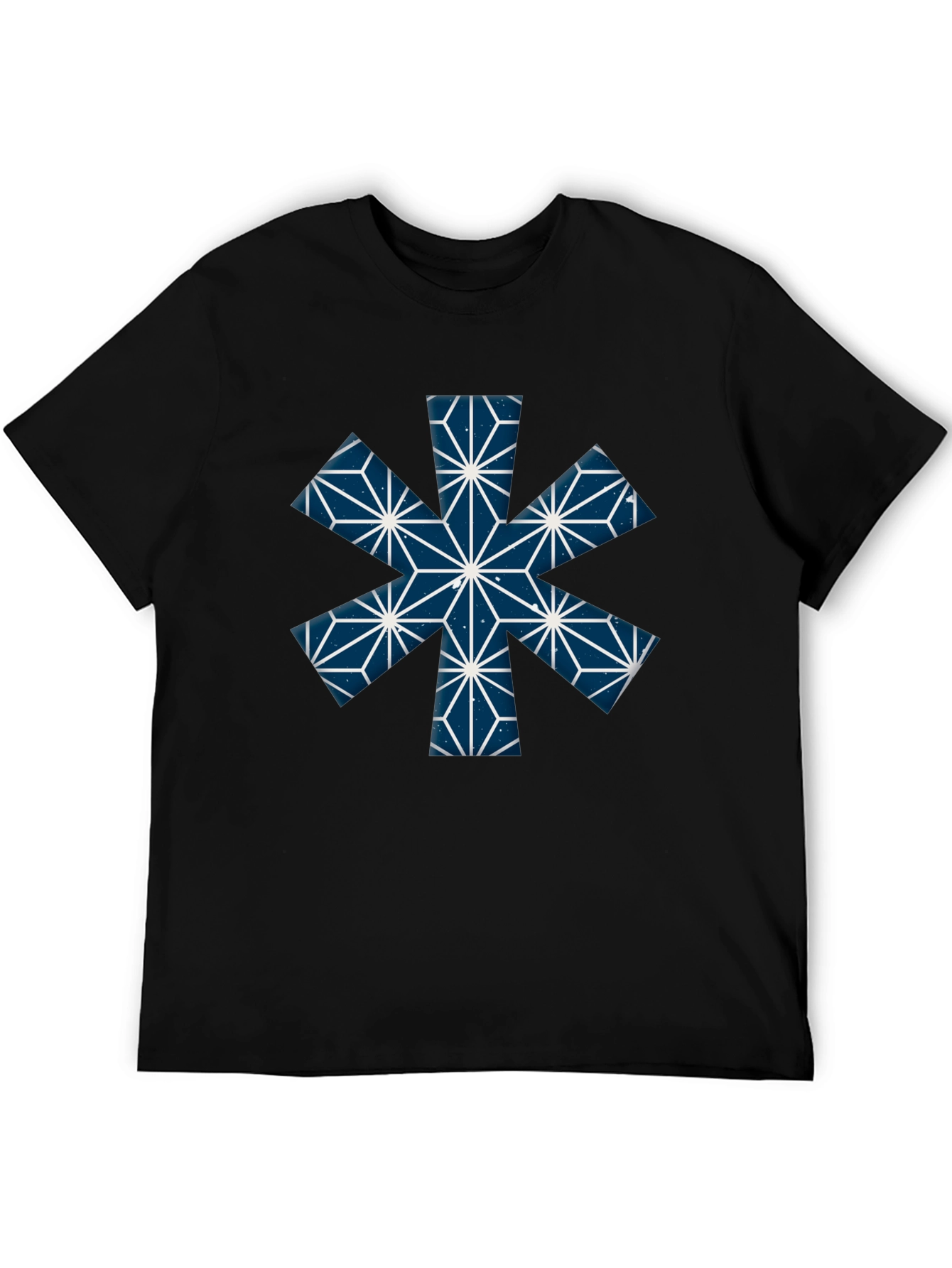 Black Geometric Pattern Black T-Shirt view 5