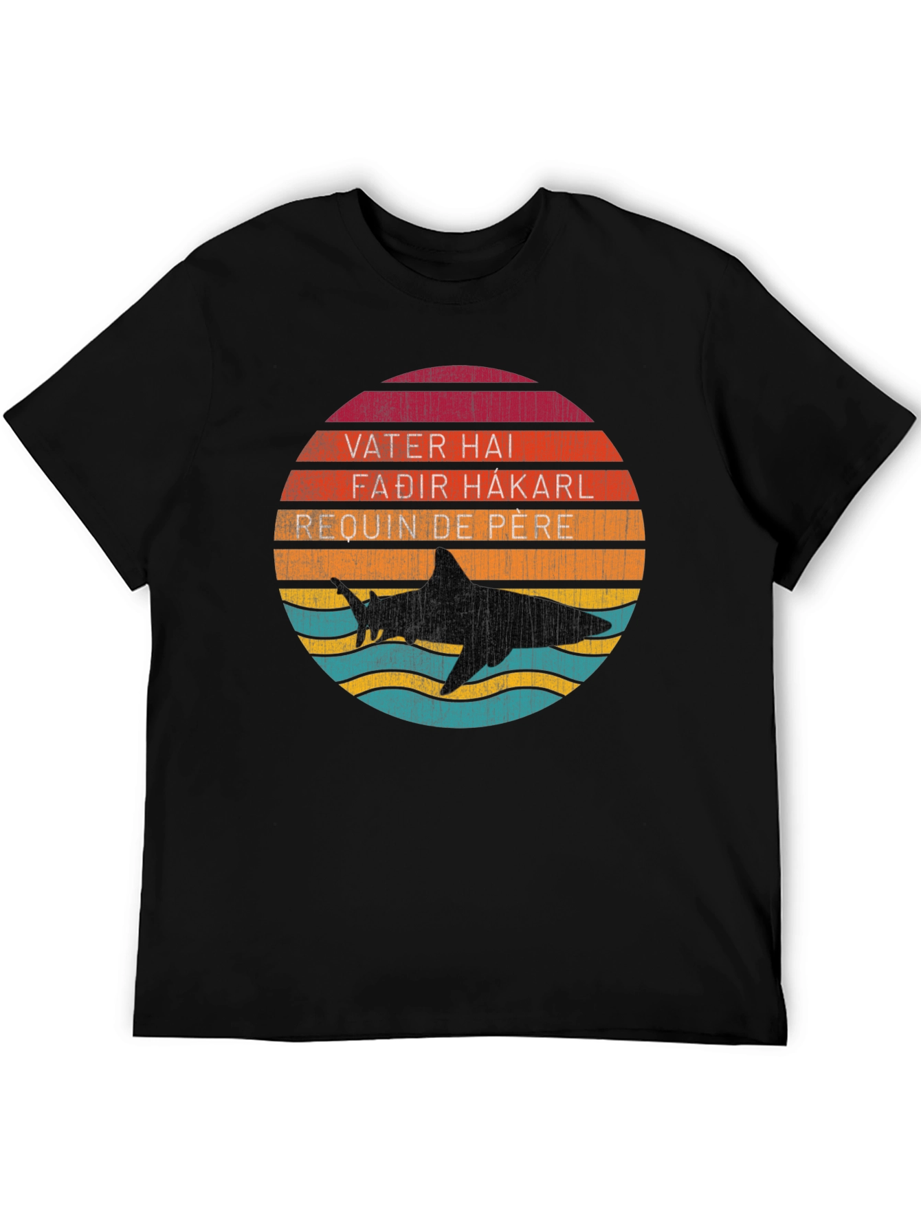 Retro Shark Dad T-Shirt - Vater Hai, Fadir Hakarl, Requin de Pere - 5