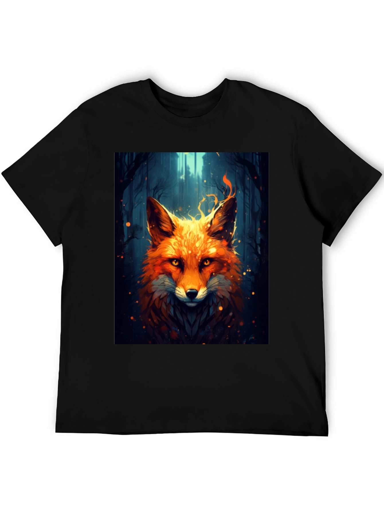 Black Fiery Fox Graphic Tee - Bold Animal Print Shirt view 5