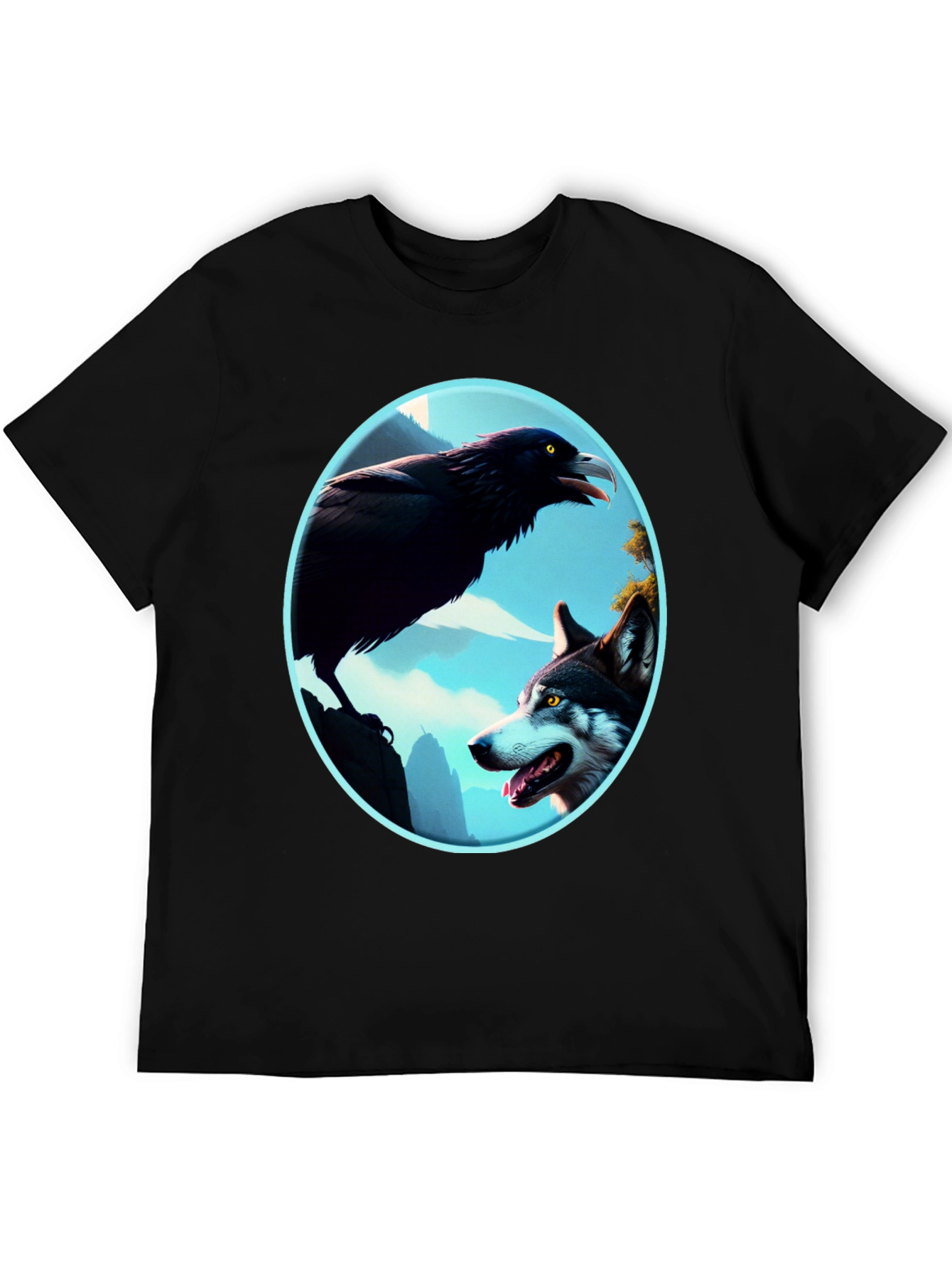 Black Raven and Wolf Graphic Tee view 5