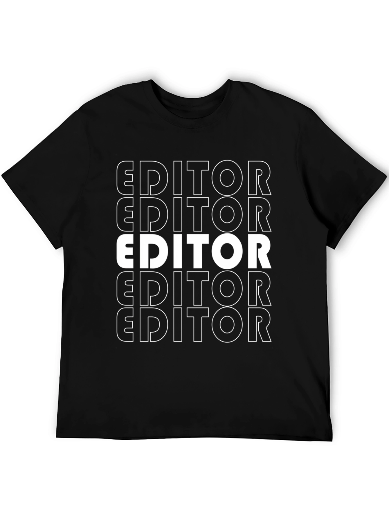 Black Editor Graphic T-Shirt - Trendy Crew Neck Tee view 5