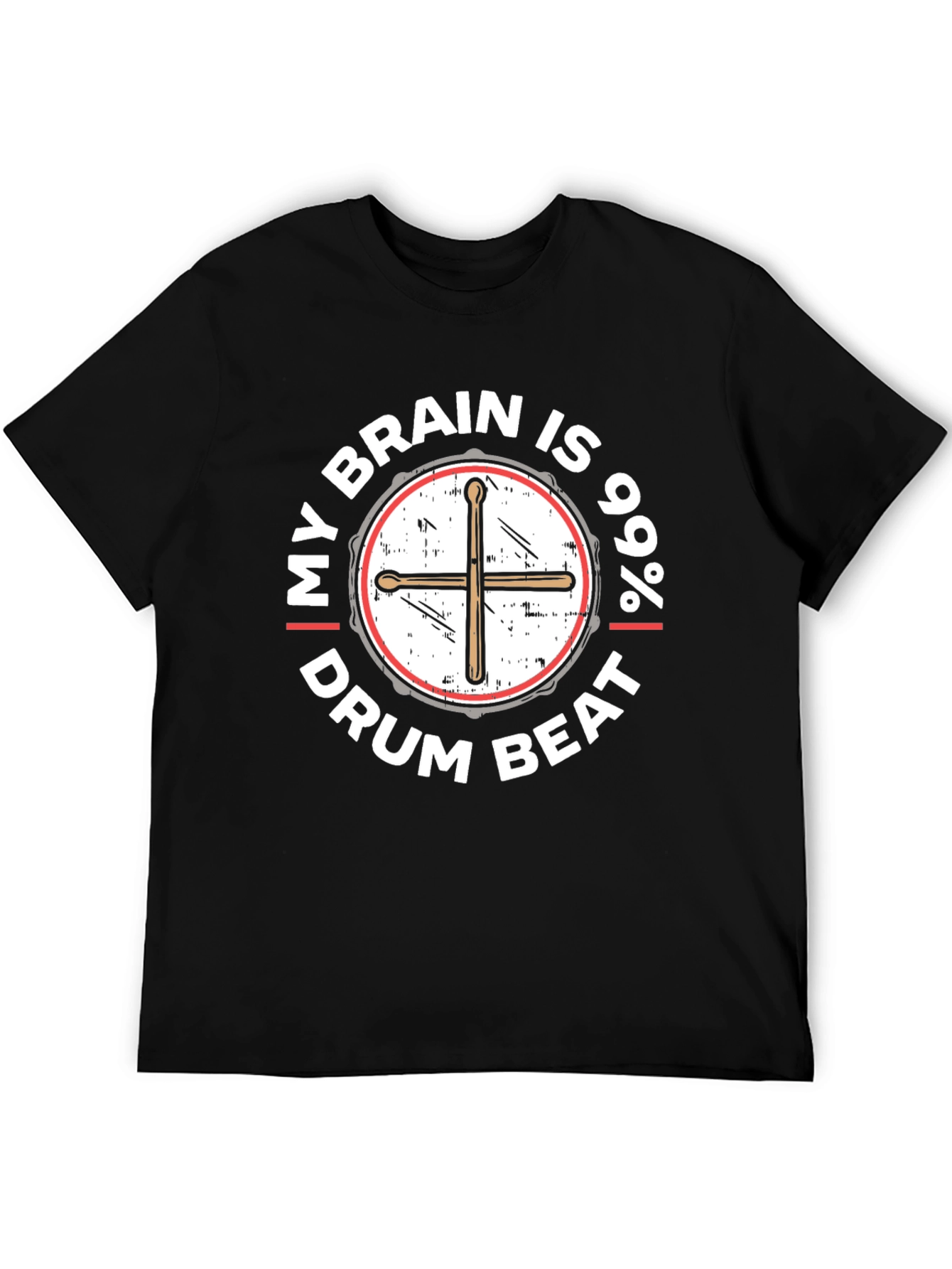 Black Drum Beat Brain T-Shirt - Musician Tee view 5