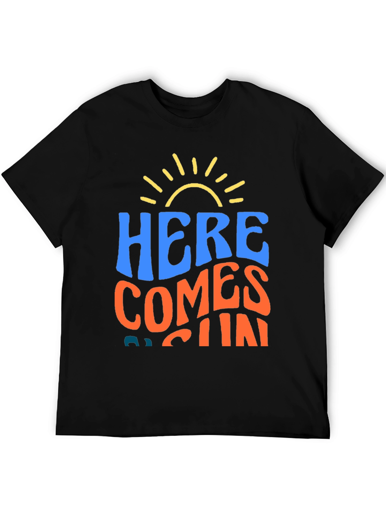 Black Here Comes The Sun Graphic Tee - Black Cotton Blend view 5