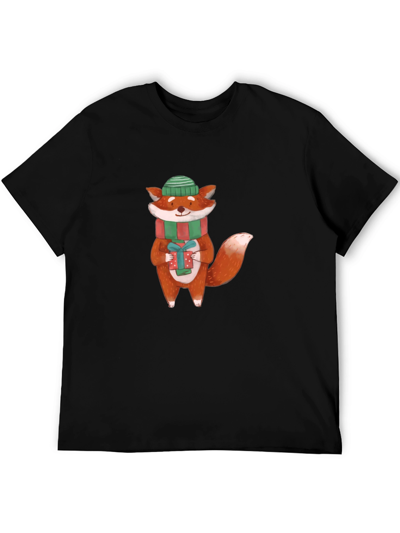 Black Festive Fox Graphic Tee - Holiday Cheer view 5