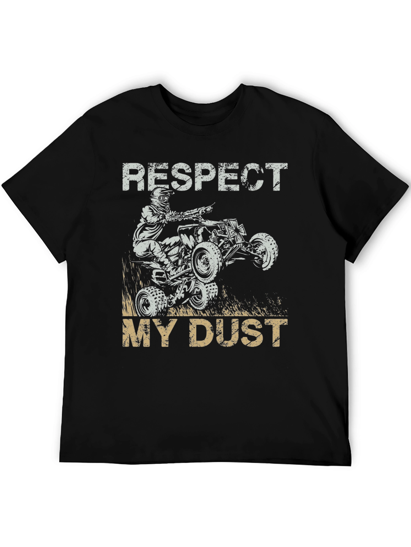 Black Respect My Dust ATV Rider Graphic Tee view 5