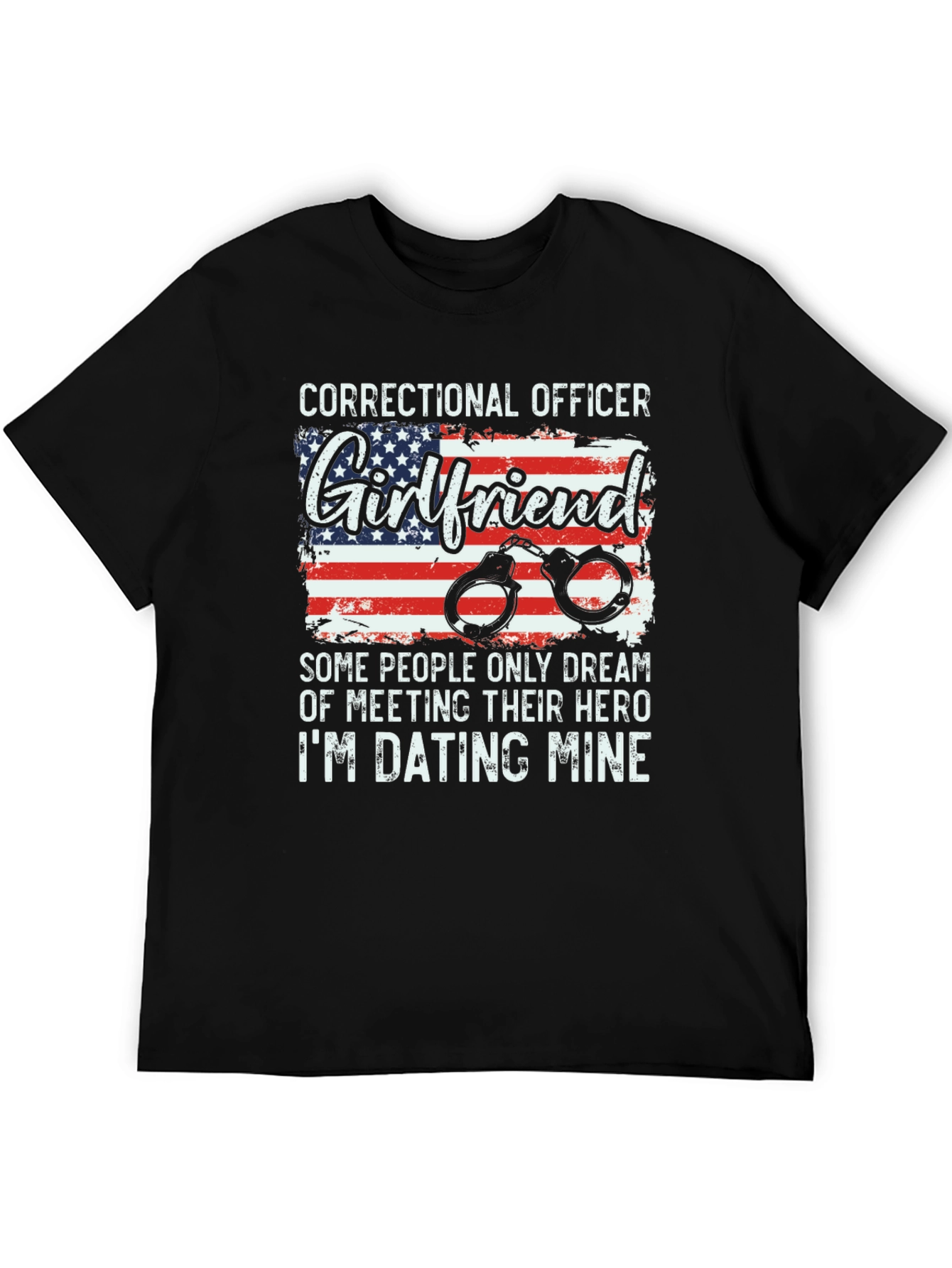 Black Correctional Officer Girlfriend T-Shirt - Hero Dating Tee view 5