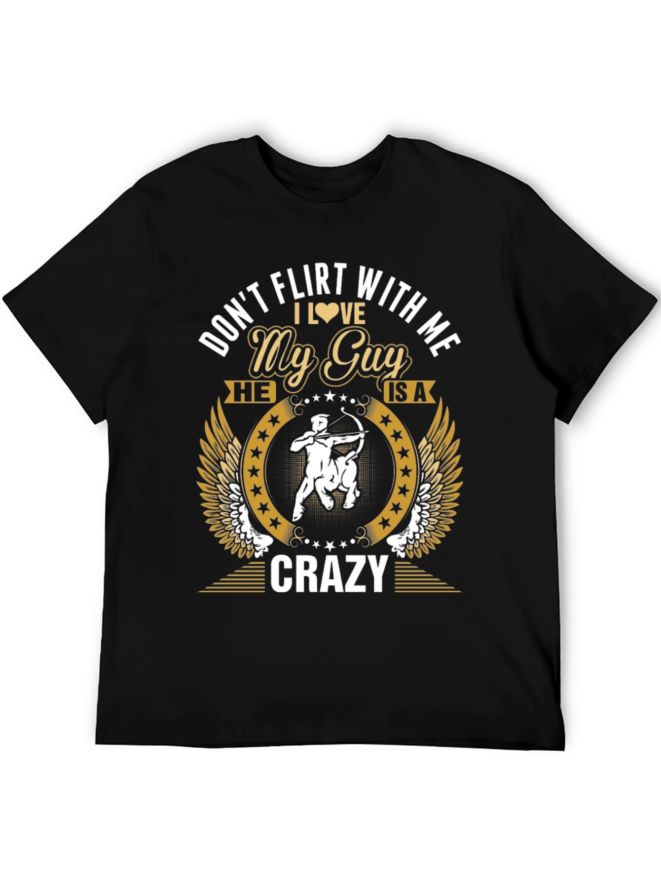Black Don't Flirt With Me My Guy is Crazy T-Shirt view 5