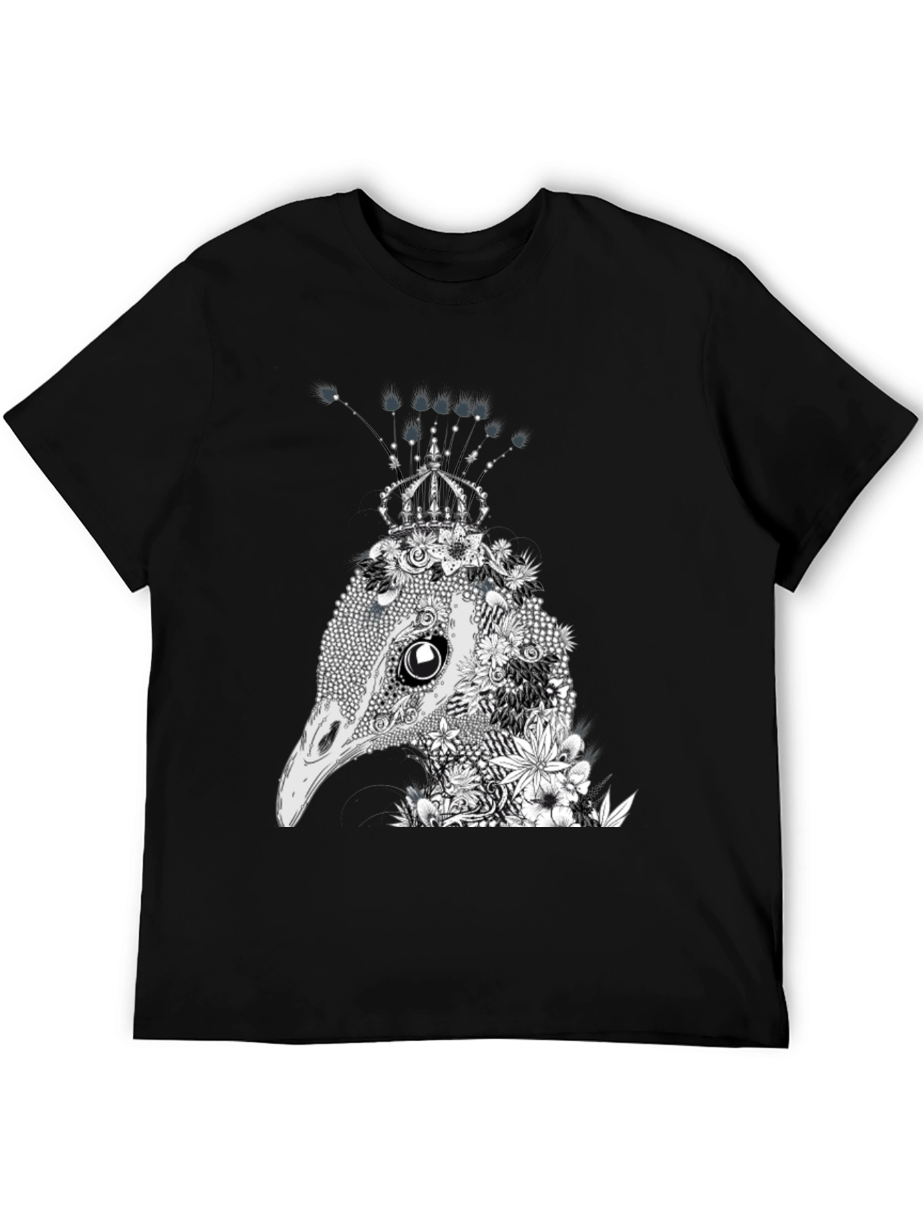 Black Floral Ostrich Crown Graphic Tee view 5