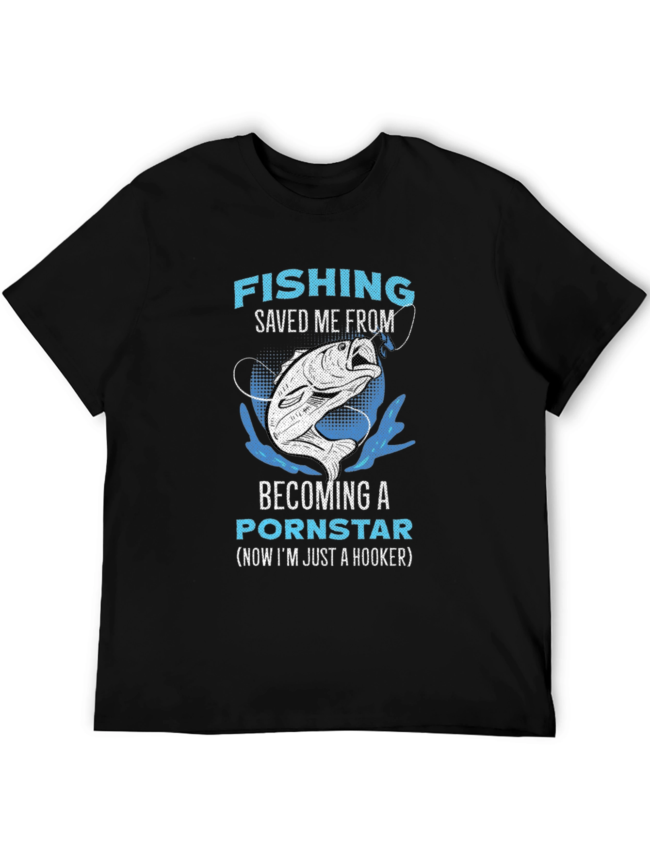 Black Fishing Saved Me T-Shirt - Humorous Angler Tee view 5