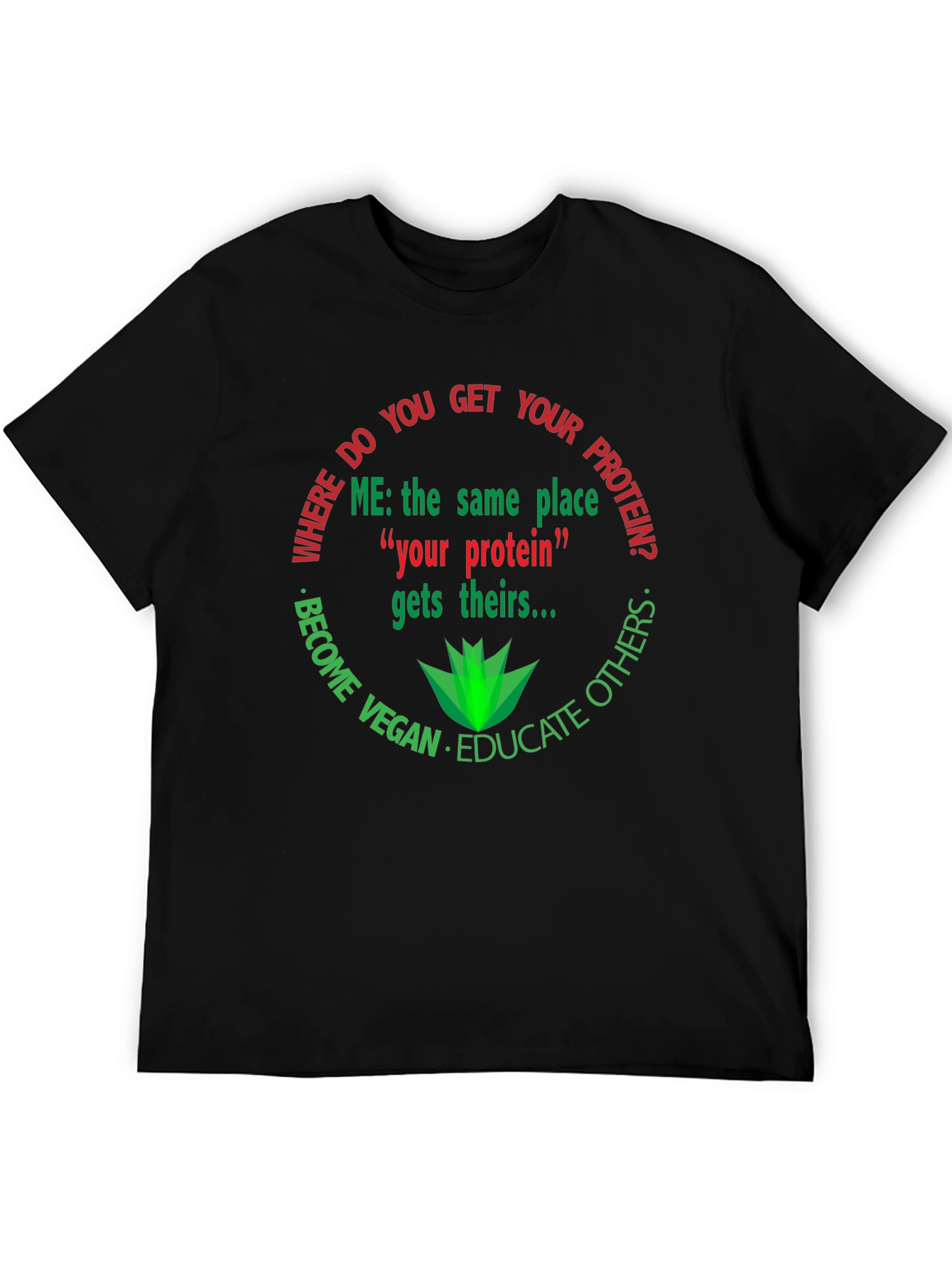 Black Vegan Protein T-Shirt - Educate Others view 5