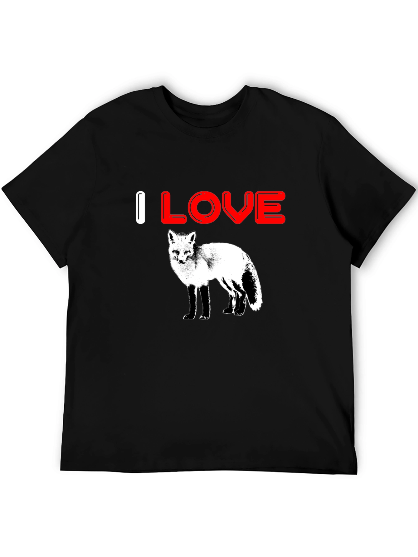 Black I Love Foxes Graphic Tee - Black Cotton T-Shirt view 5