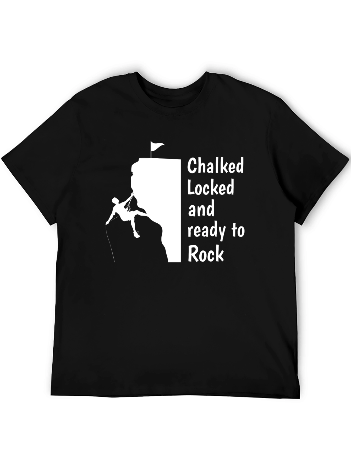 Black Climber Graphic T-Shirt - Chalked, Locked and Ready to Rock view 5