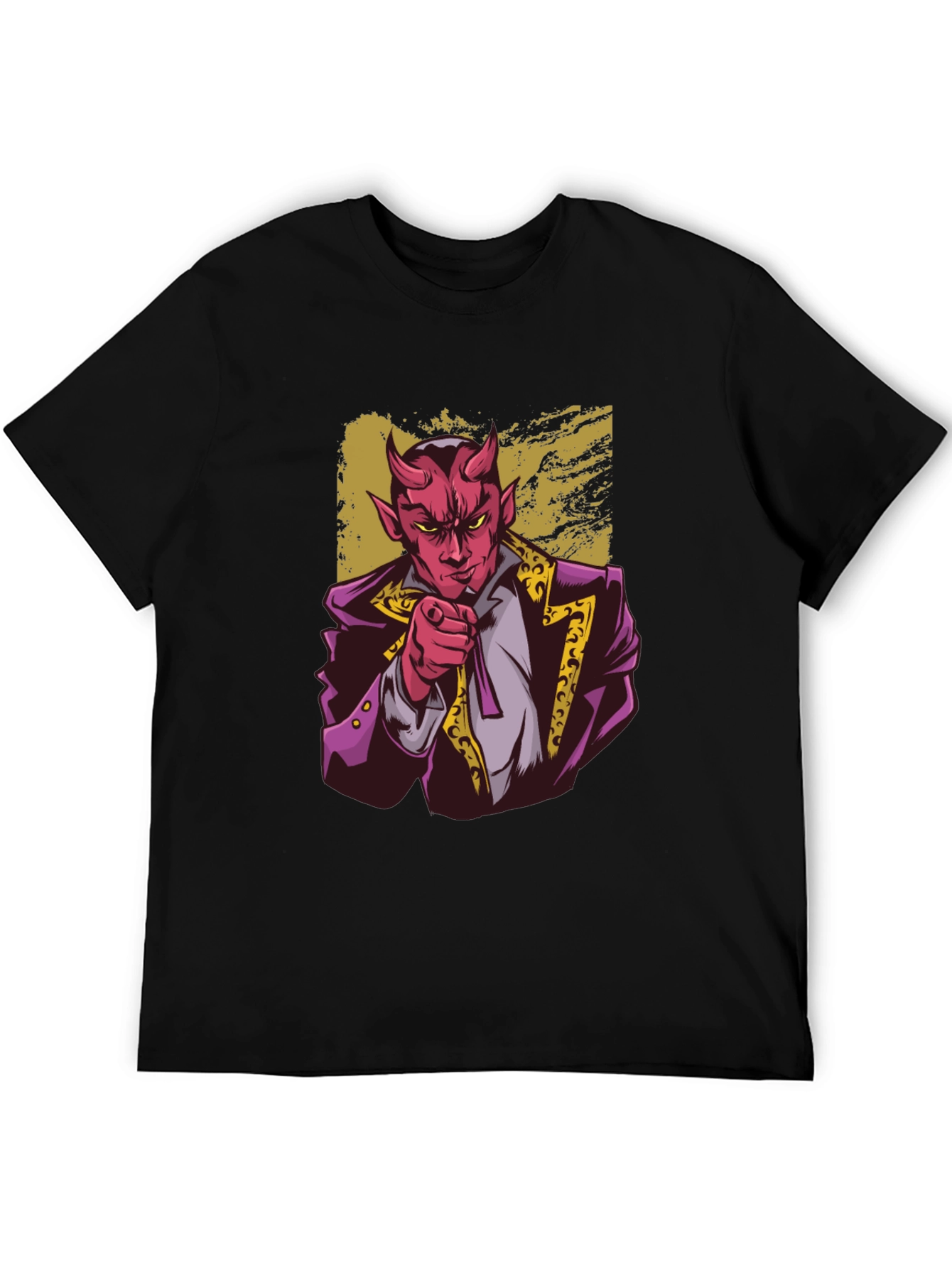 Black Devil Pointing Graphic Tee - Stylish Men's T-Shirt view 5