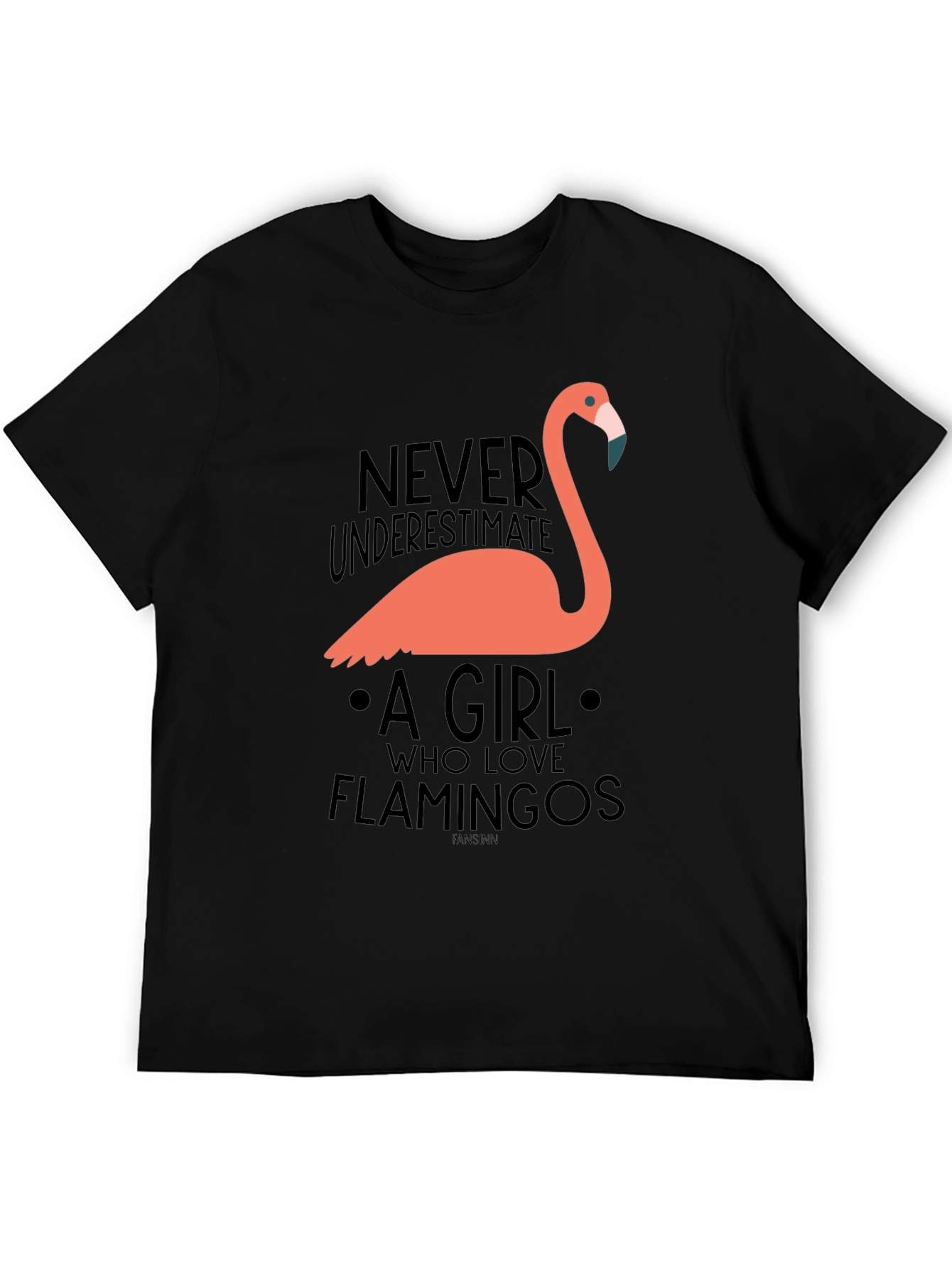 Black Funny Flamingo Lover T-Shirt - Never Underestimate a Girl view 5