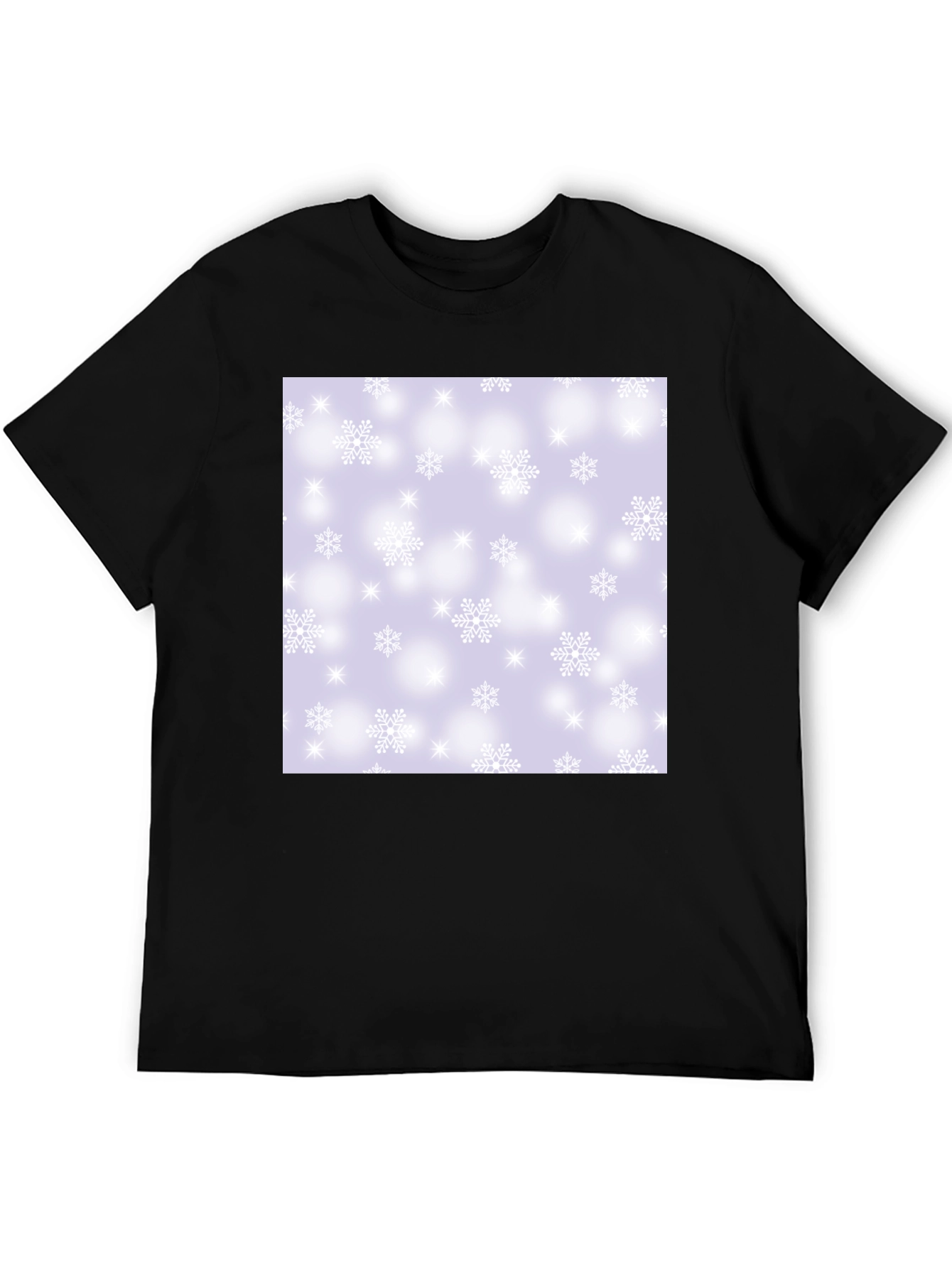 Black Snowflake Pattern T-Shirt view 5